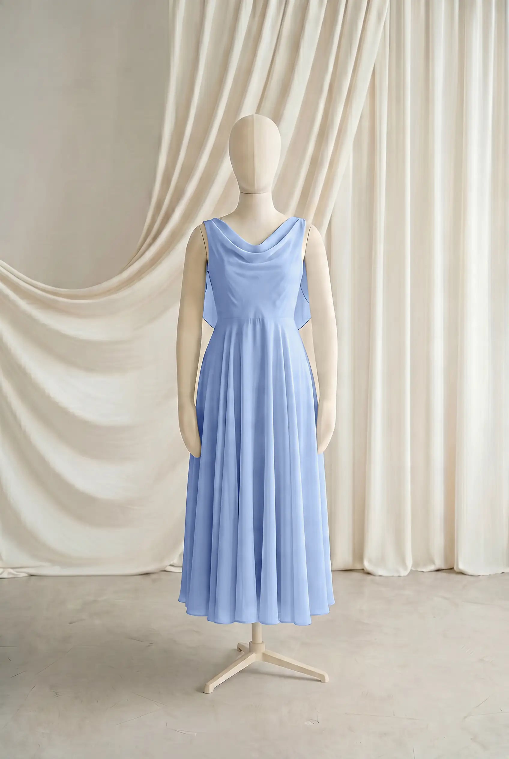 Athena Junior Bridesmaid Dress In Dusty Blue Chiffon