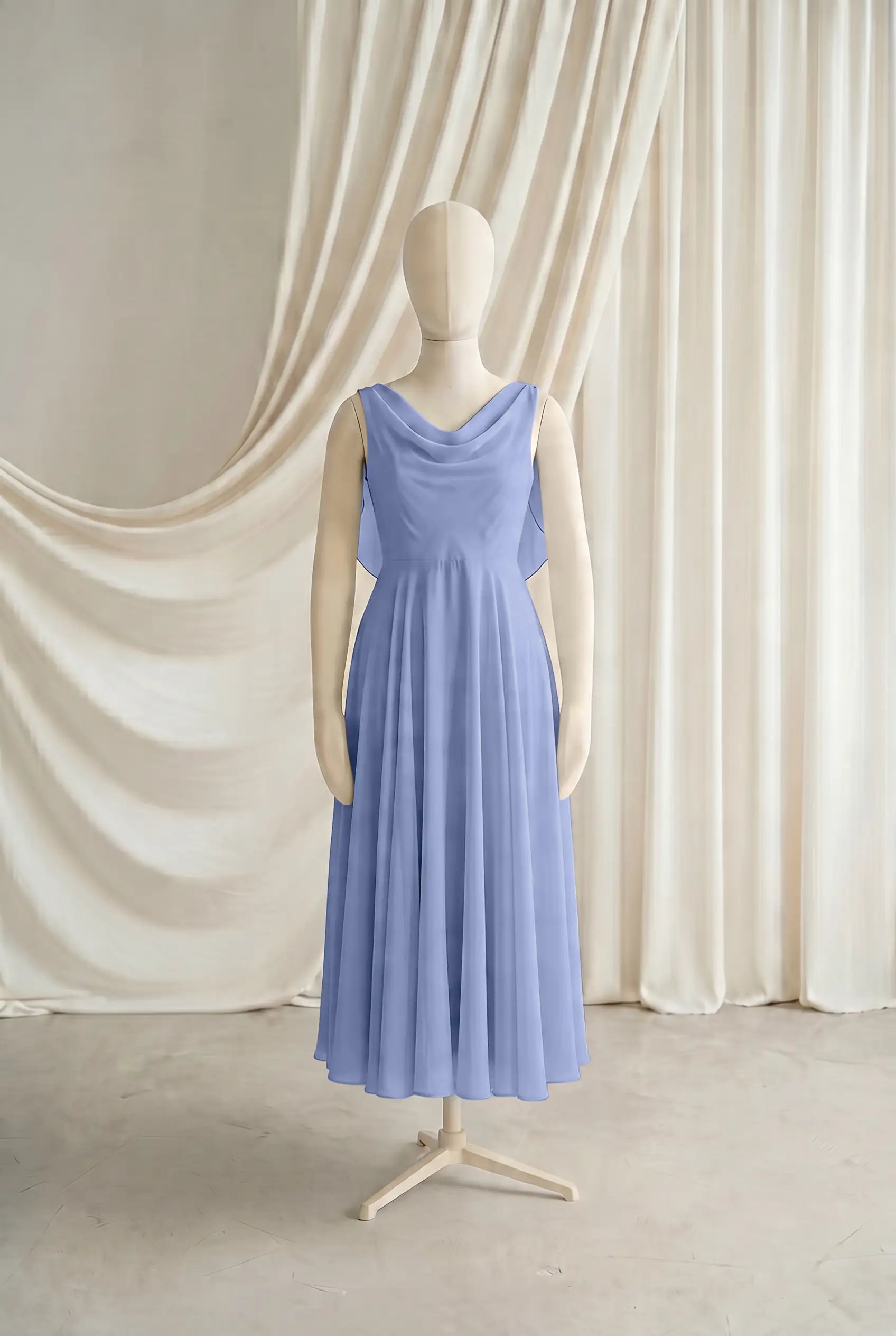 Athena Junior Bridesmaid Dress In French Blue Chiffon