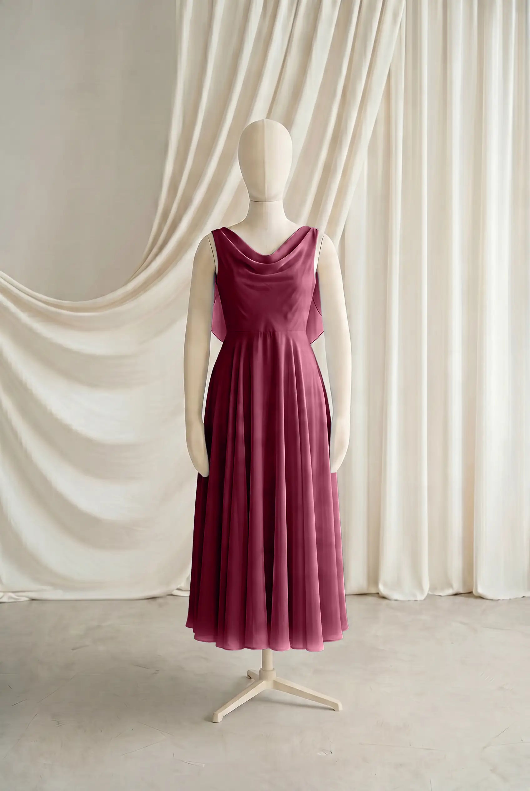 Athena Junior Bridesmaid Dress In Merlot Chiffon