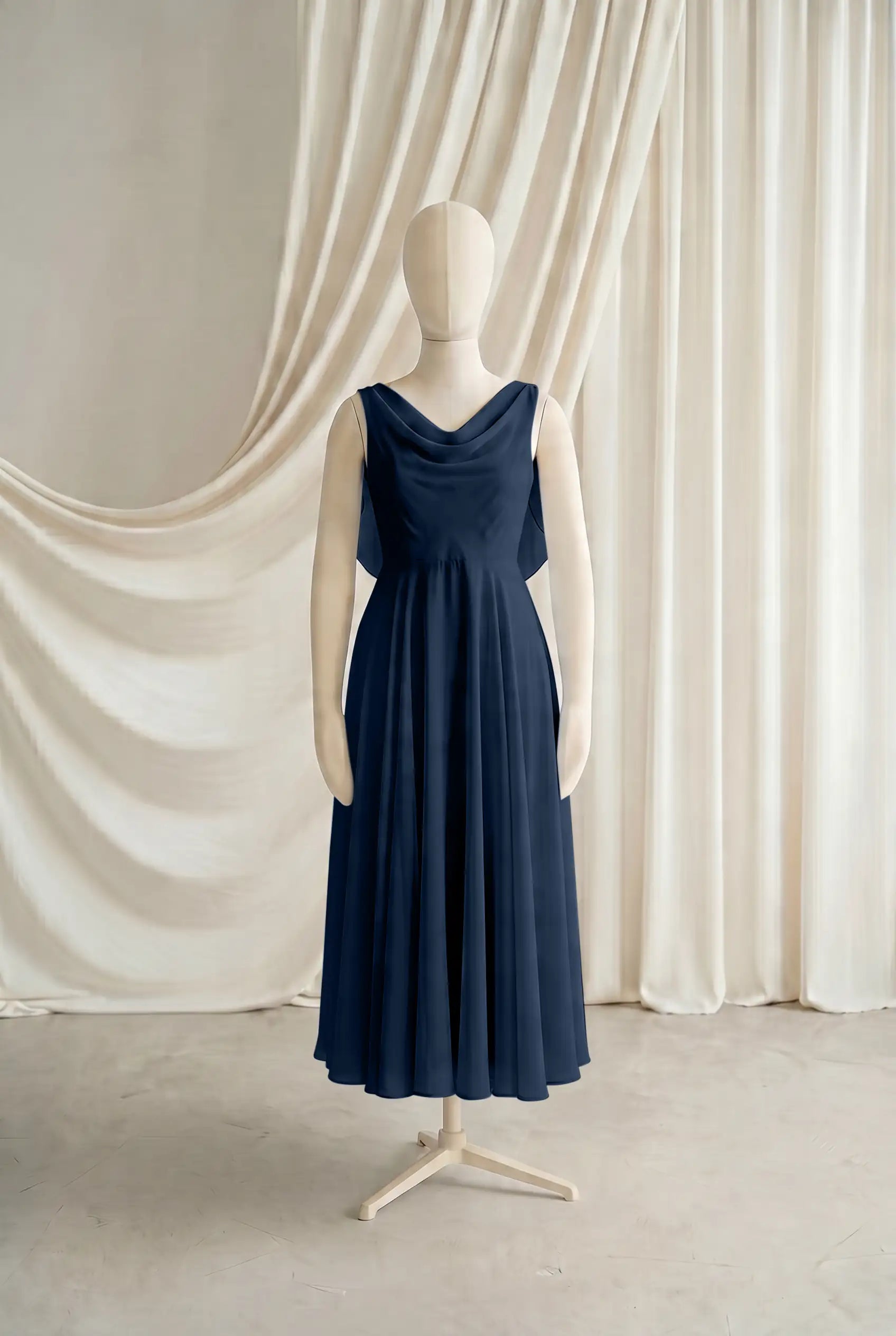 Athena Junior Bridesmaid Dress In Navy Chiffon