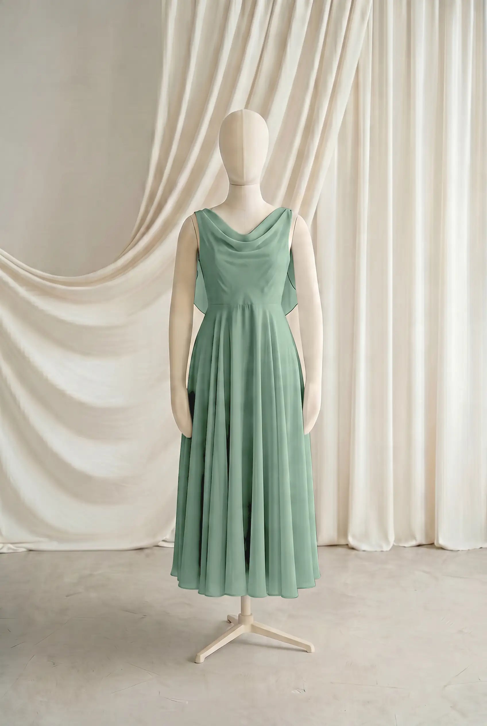 Athena Junior Bridesmaid Dress In Sage Green Chiffon