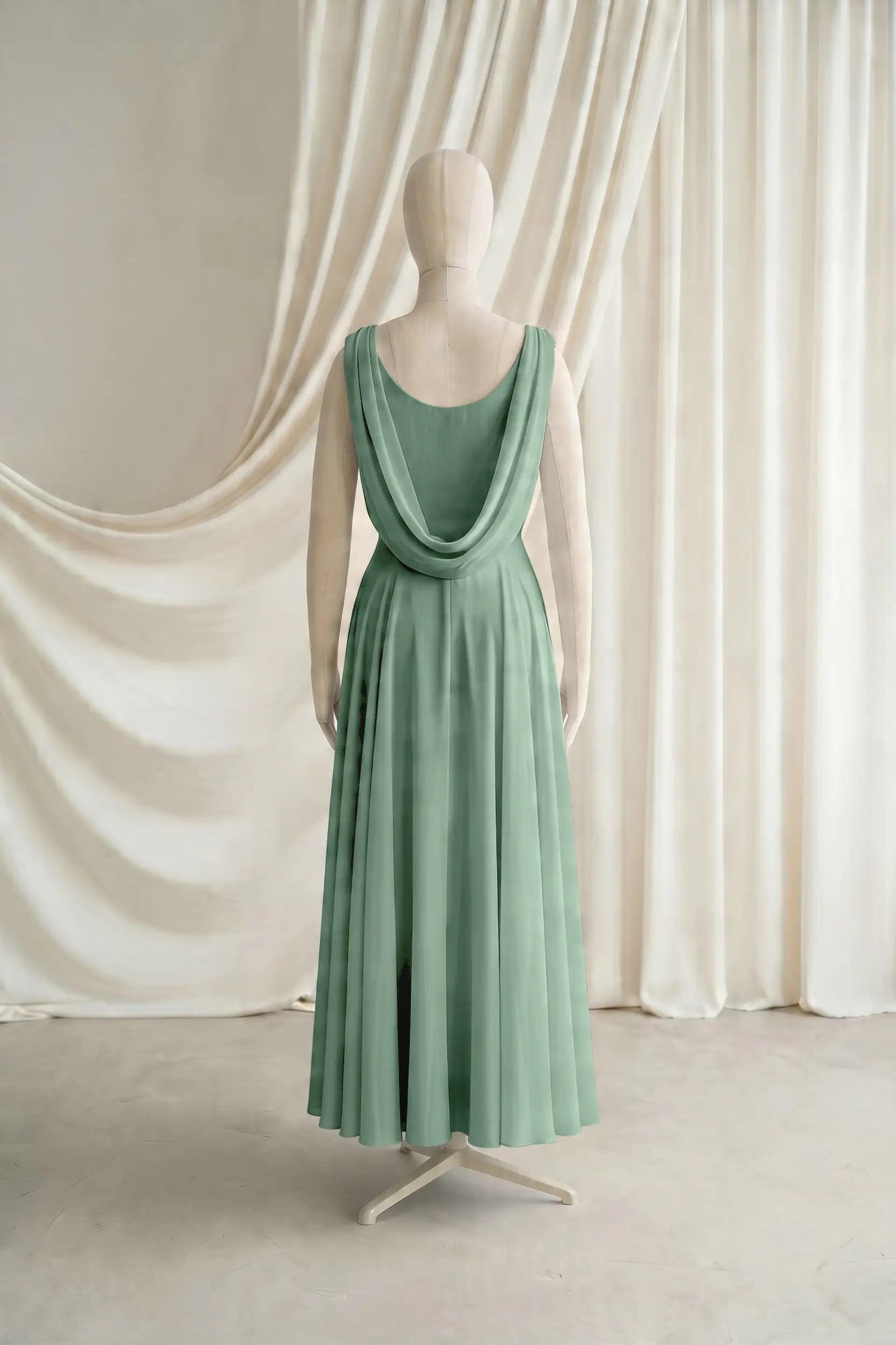 Athena Junior Bridesmaid Dress In Sage Green Chiffon