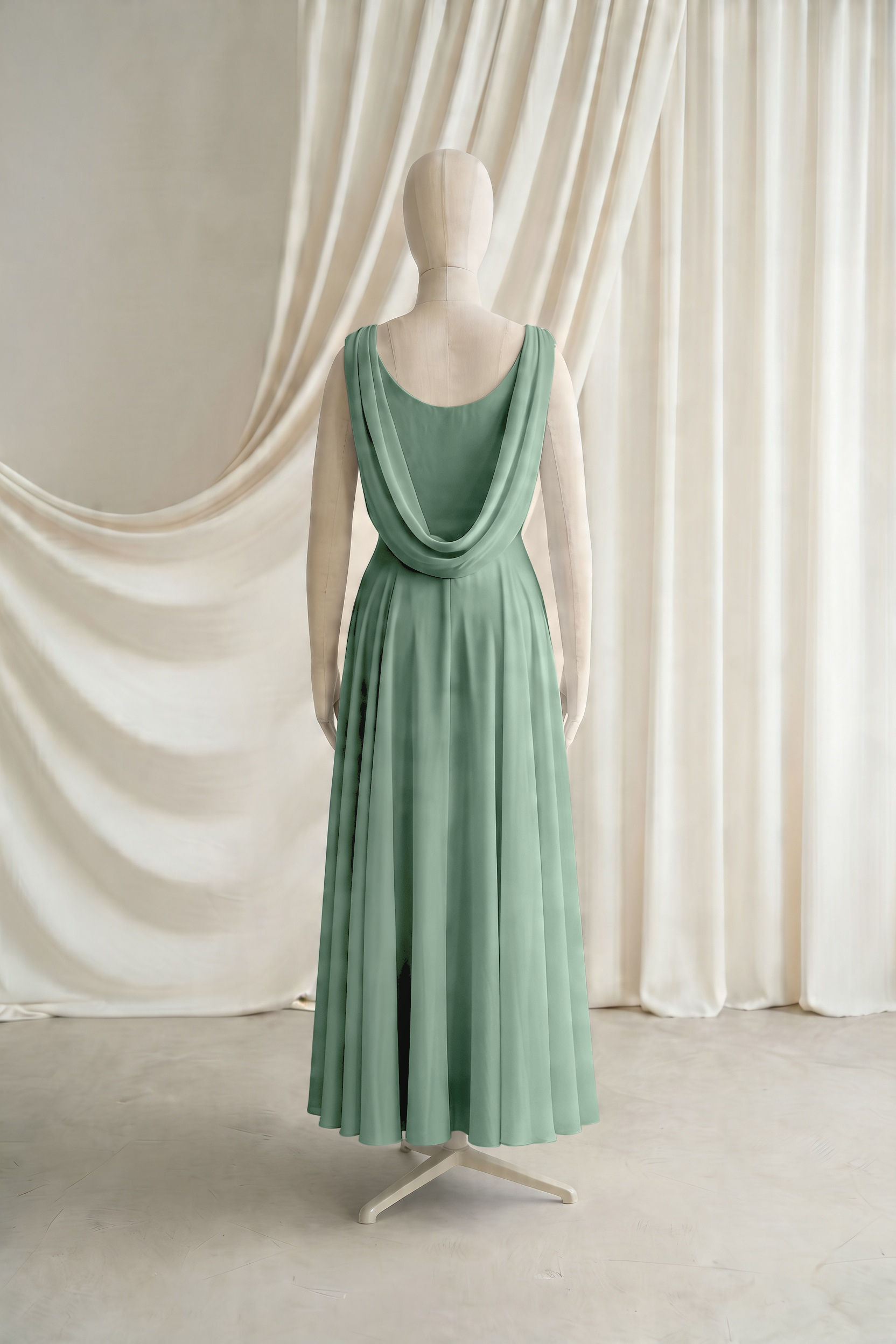 Athena Junior Bridesmaid Dress In Sage Green Chiffon