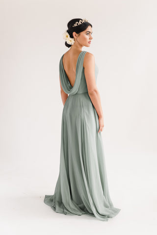 Athena Bridesmaid Dress In Emerald Chiffon