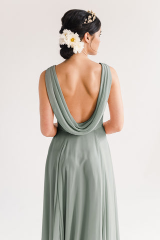 Athena Bridesmaid Dress In Emerald Chiffon