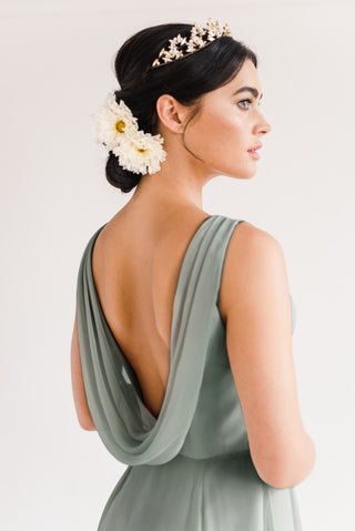 Athena Bridesmaid Dress In Emerald Chiffon