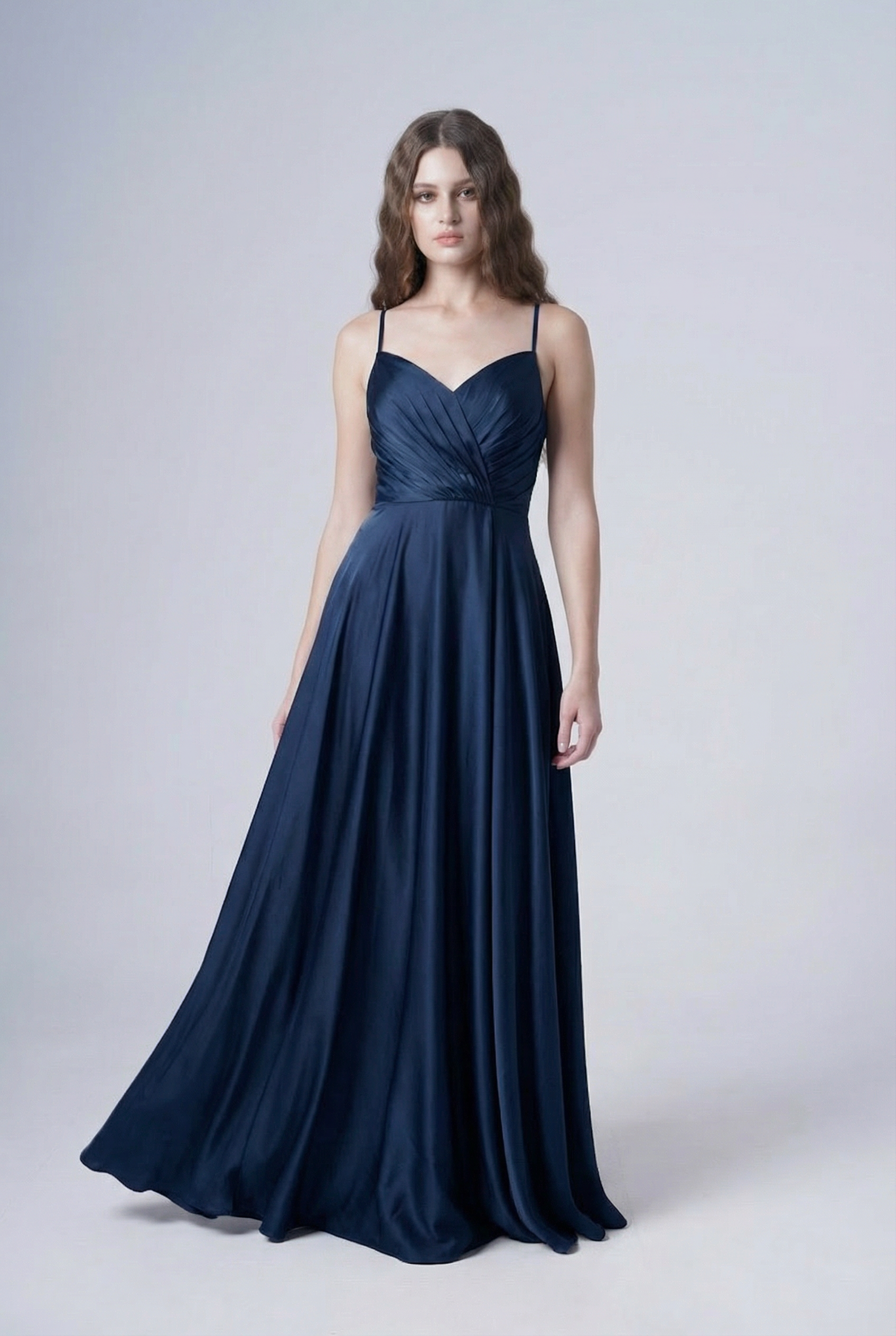 Isla Bridesmaid Dress in Navy Satin