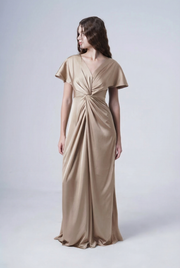 Camilla Bridesmaid Dress in Champagne Sky Satin