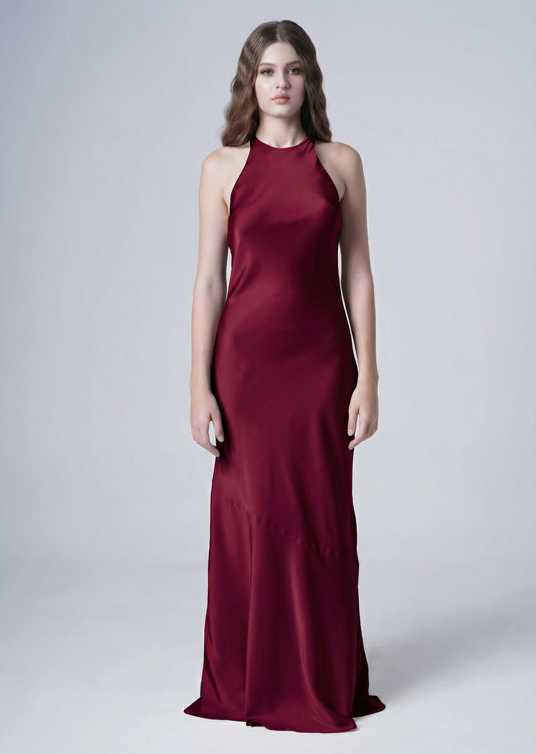 Mira Bridesmaid Dress in Merlot Satin