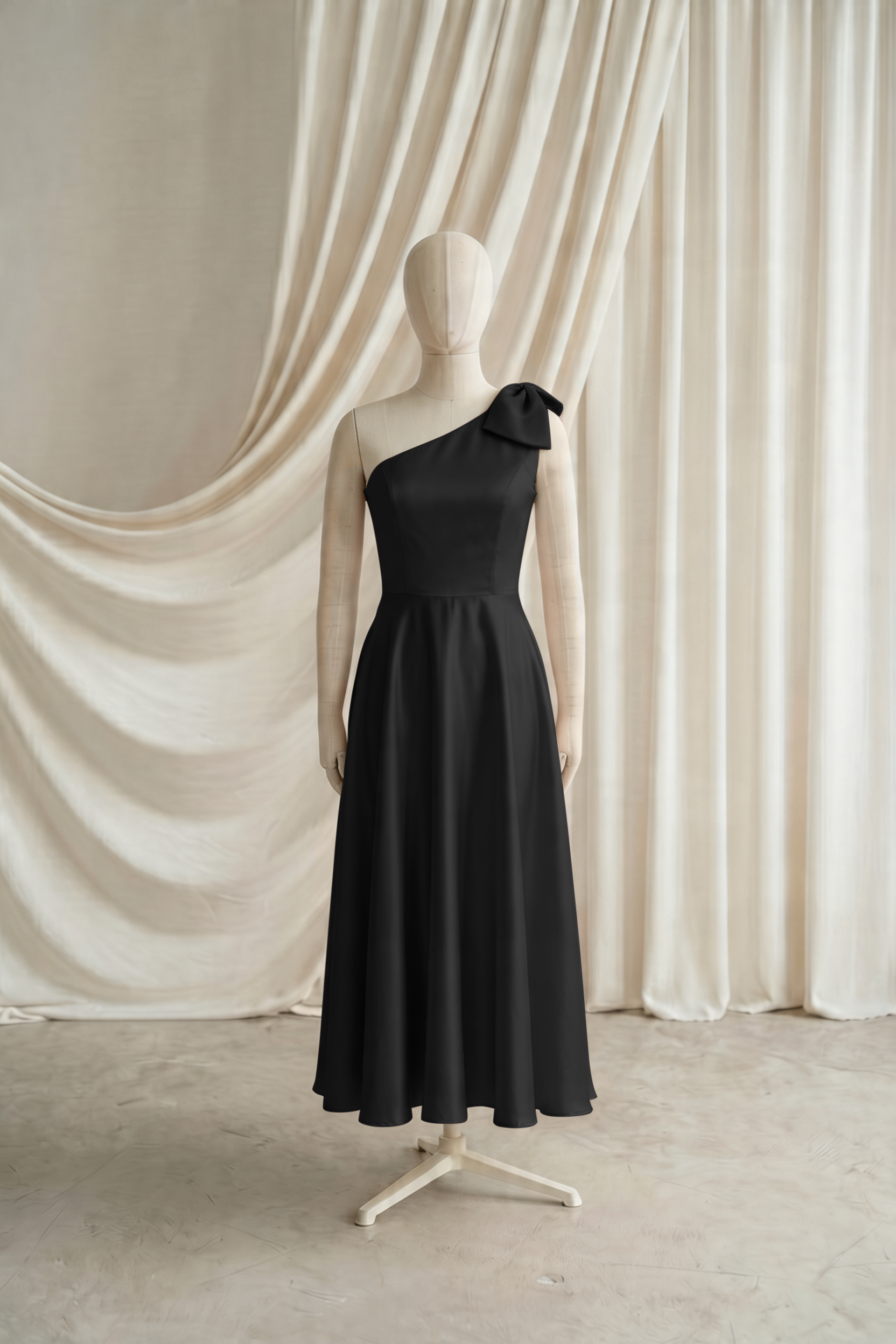 Zara Junior Bridesmaid Dress in Black Satin