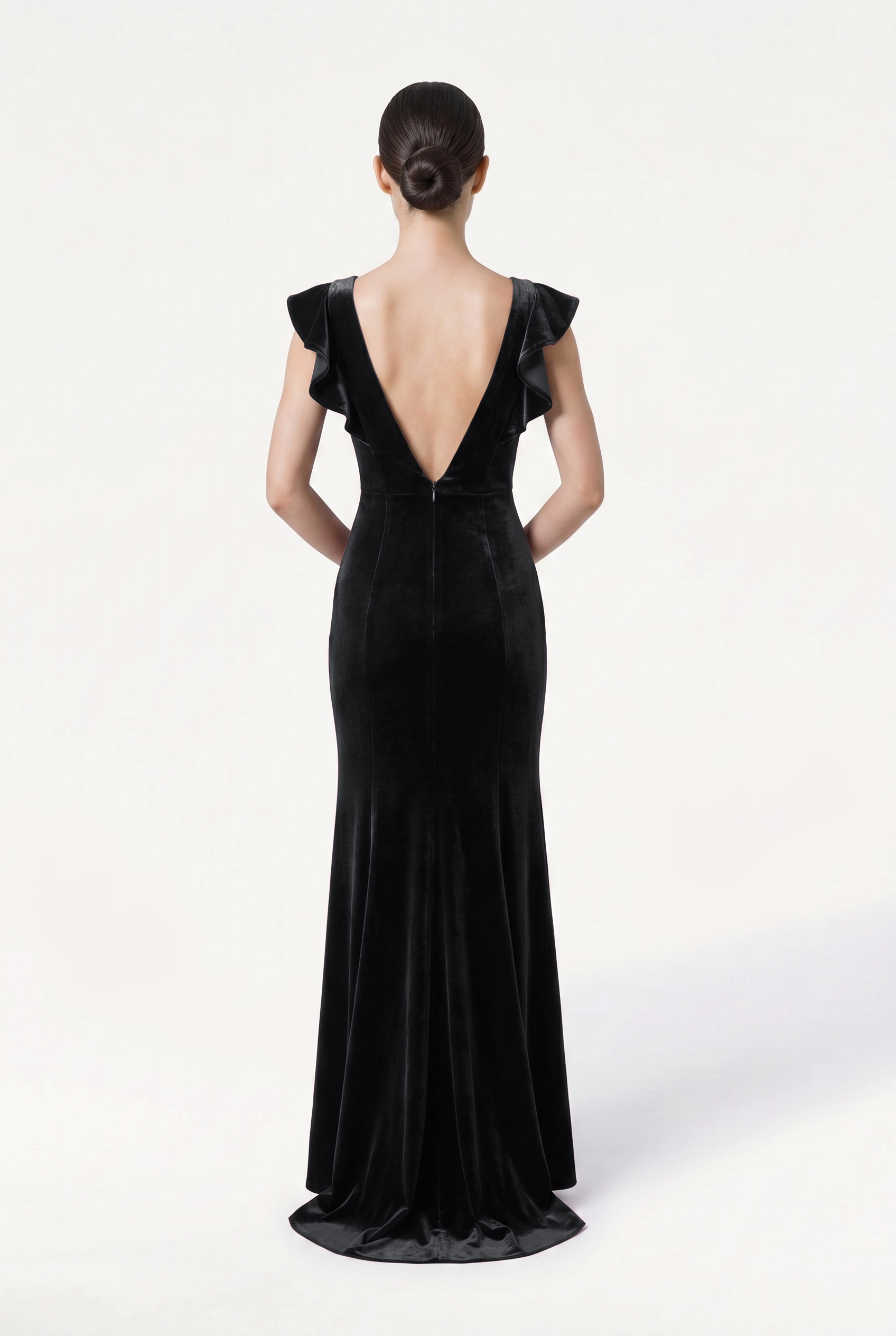 Cecelia Velvet Bridesmaid Dress in Black