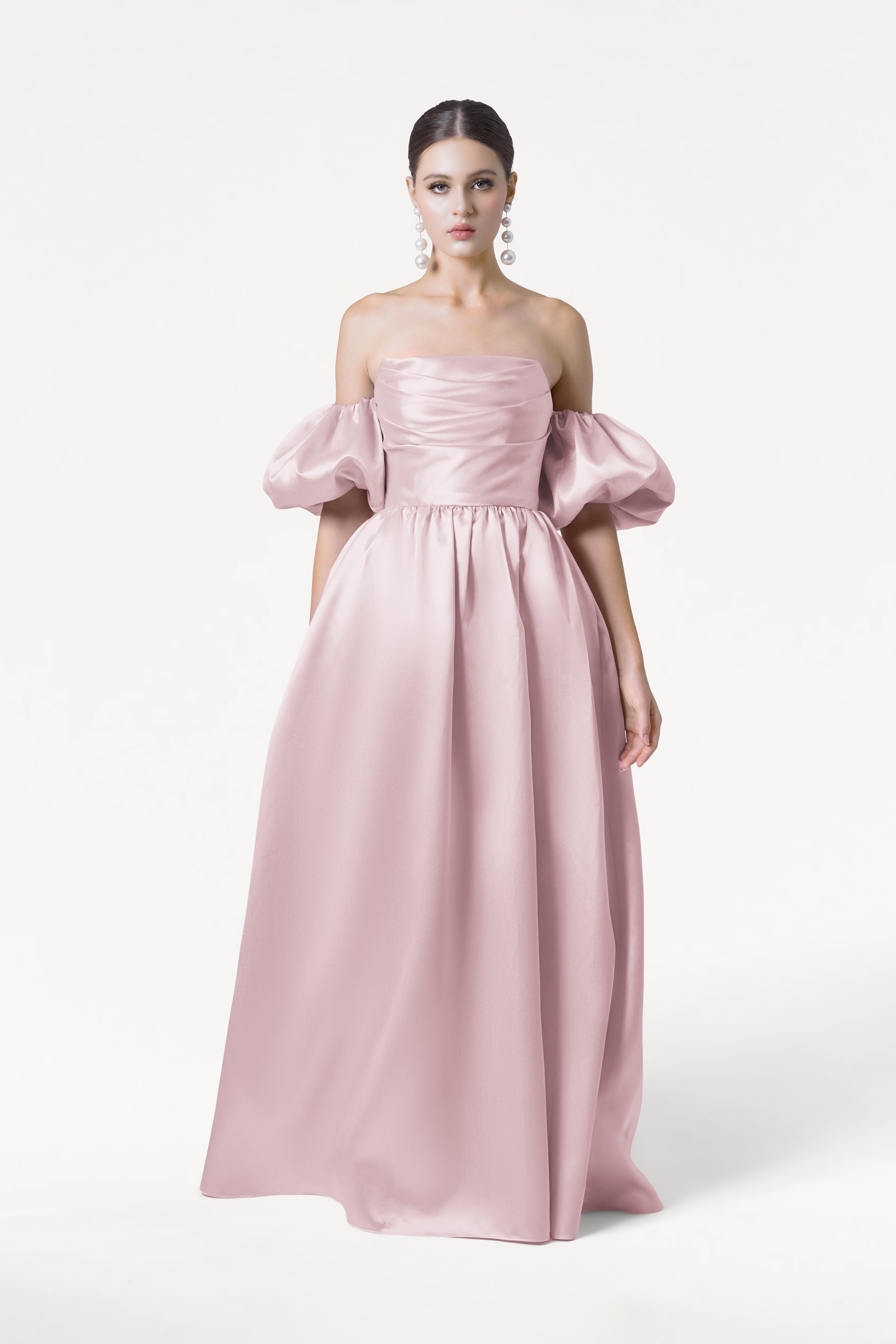 Blair Bridesmaid Dress in Blush Pink Satin Twill