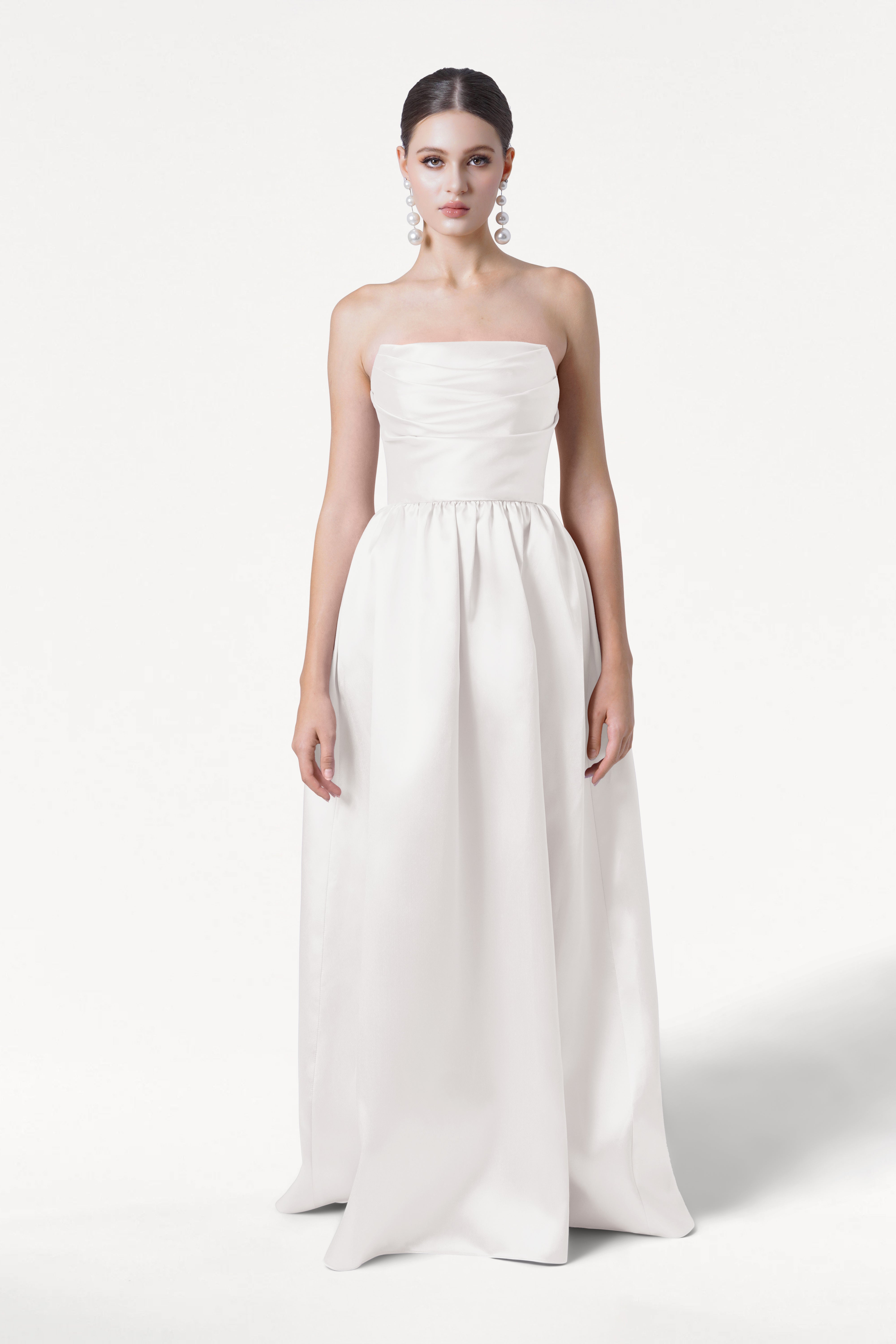 Blair Dress in Ivory Satin Twill