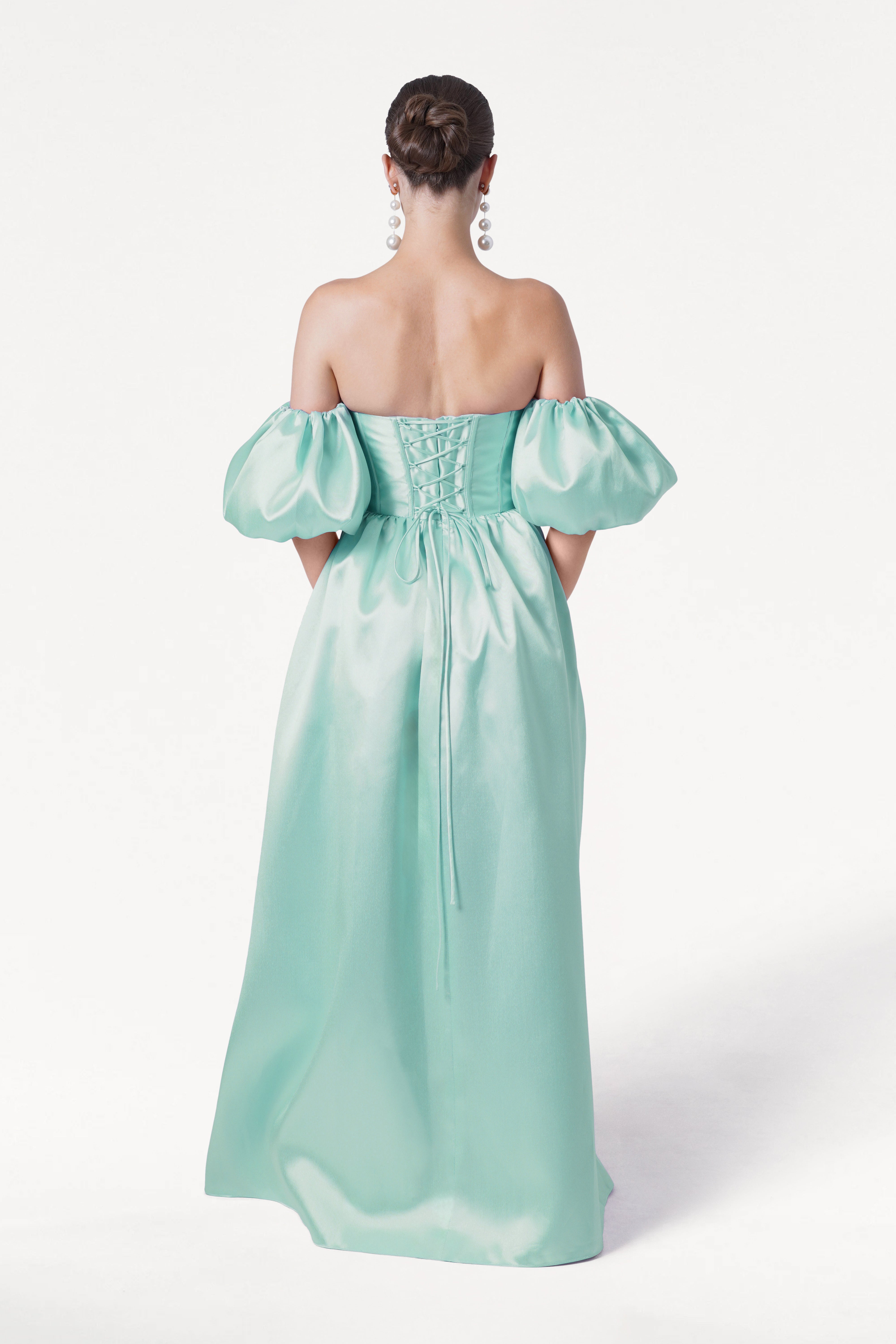 Blair Bridesmaid Dress in Seafoam Satin Twill