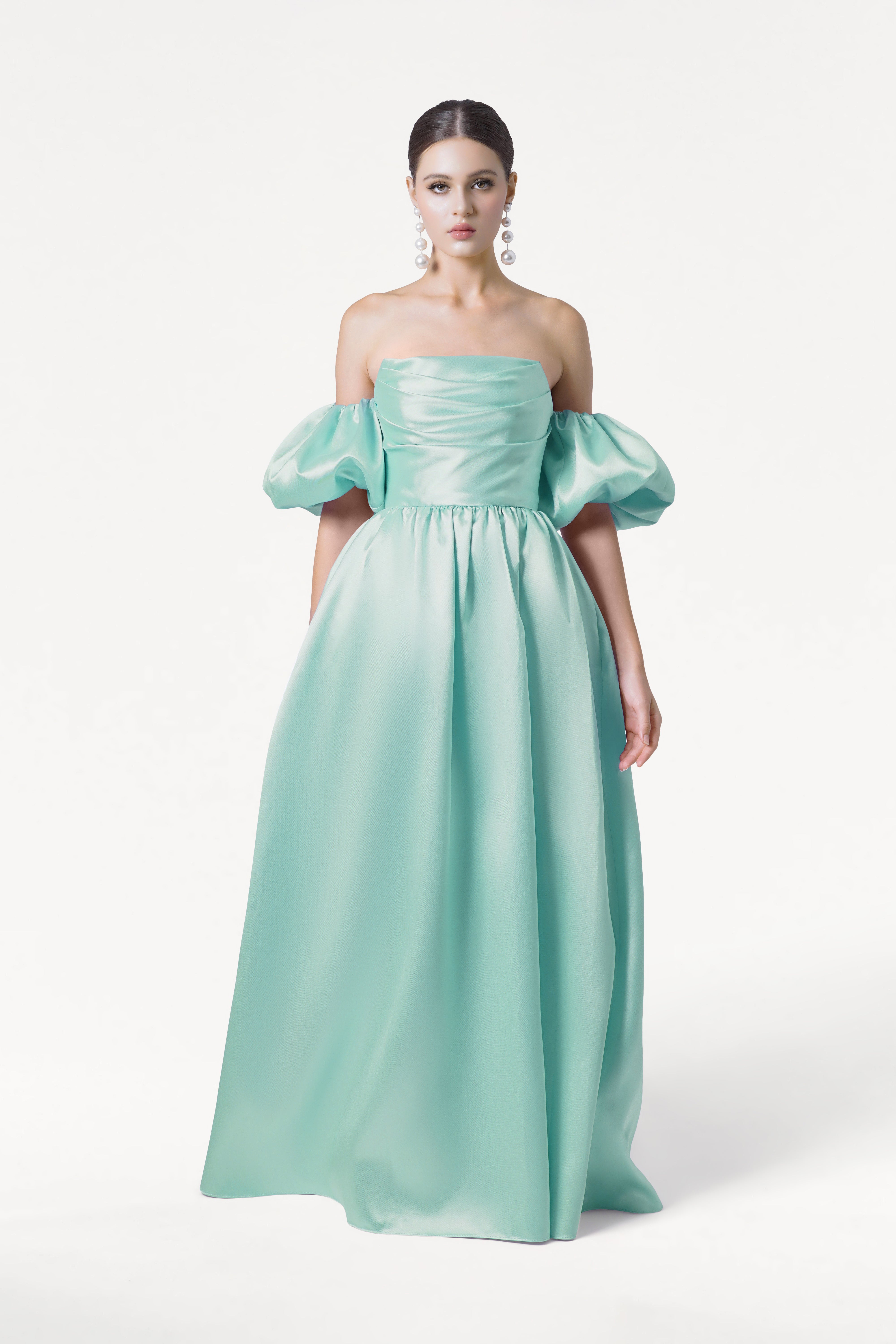 Blair Bridesmaid Dress in Seafoam Satin Twill