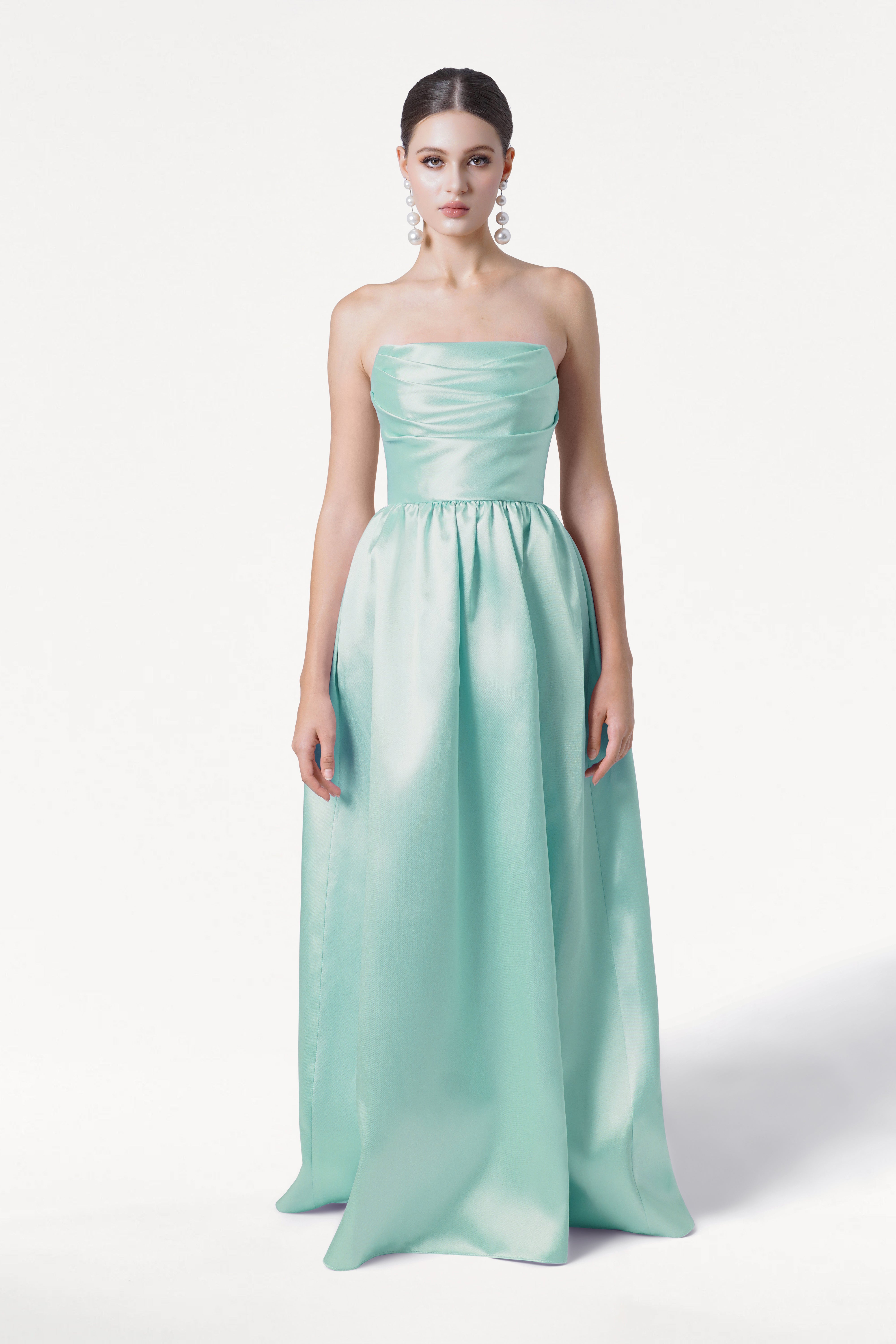 Blair Bridesmaid Dress in Seafoam Satin Twill