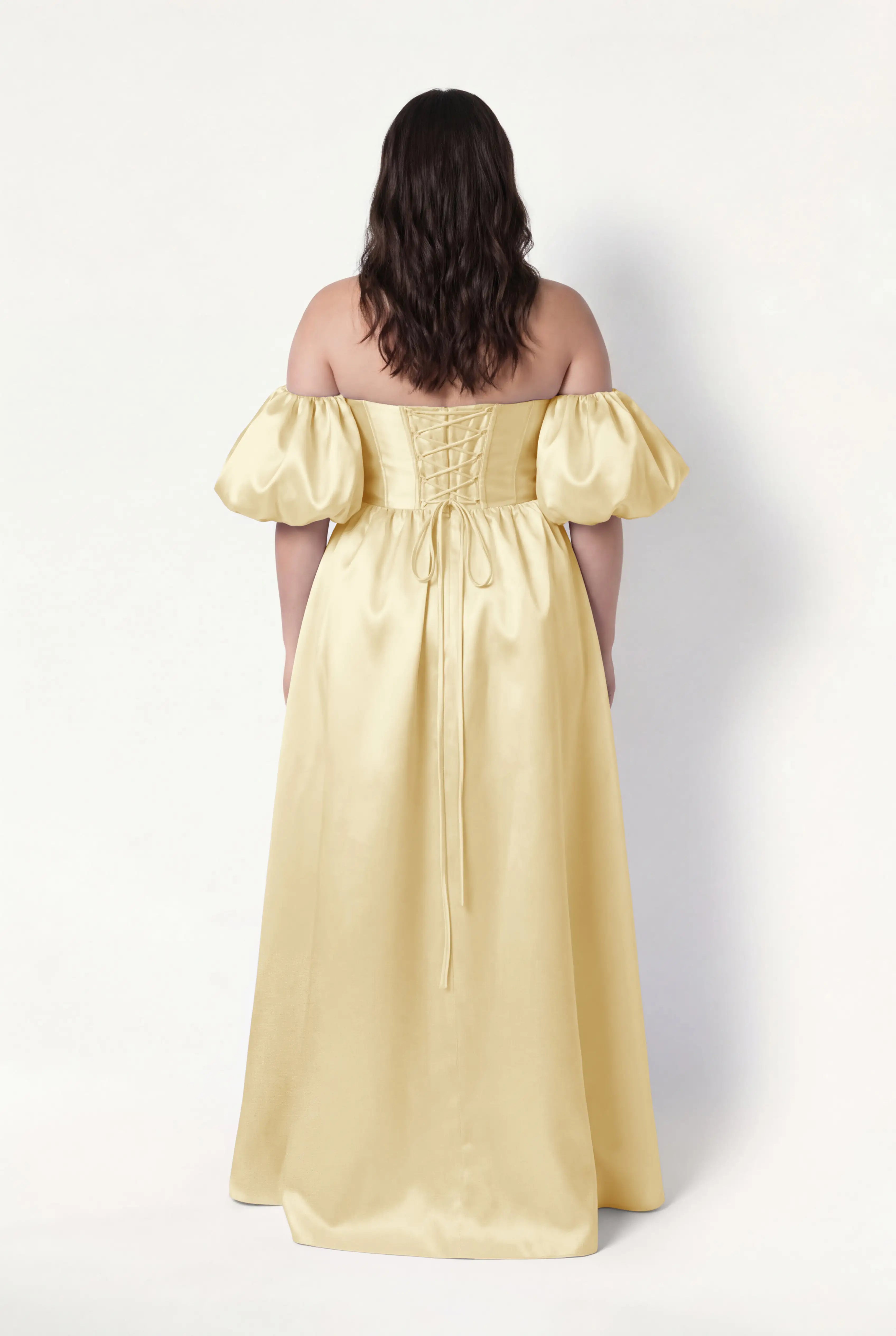 Blair Bridesmaid Dress in Butter Yellow Satin Twill