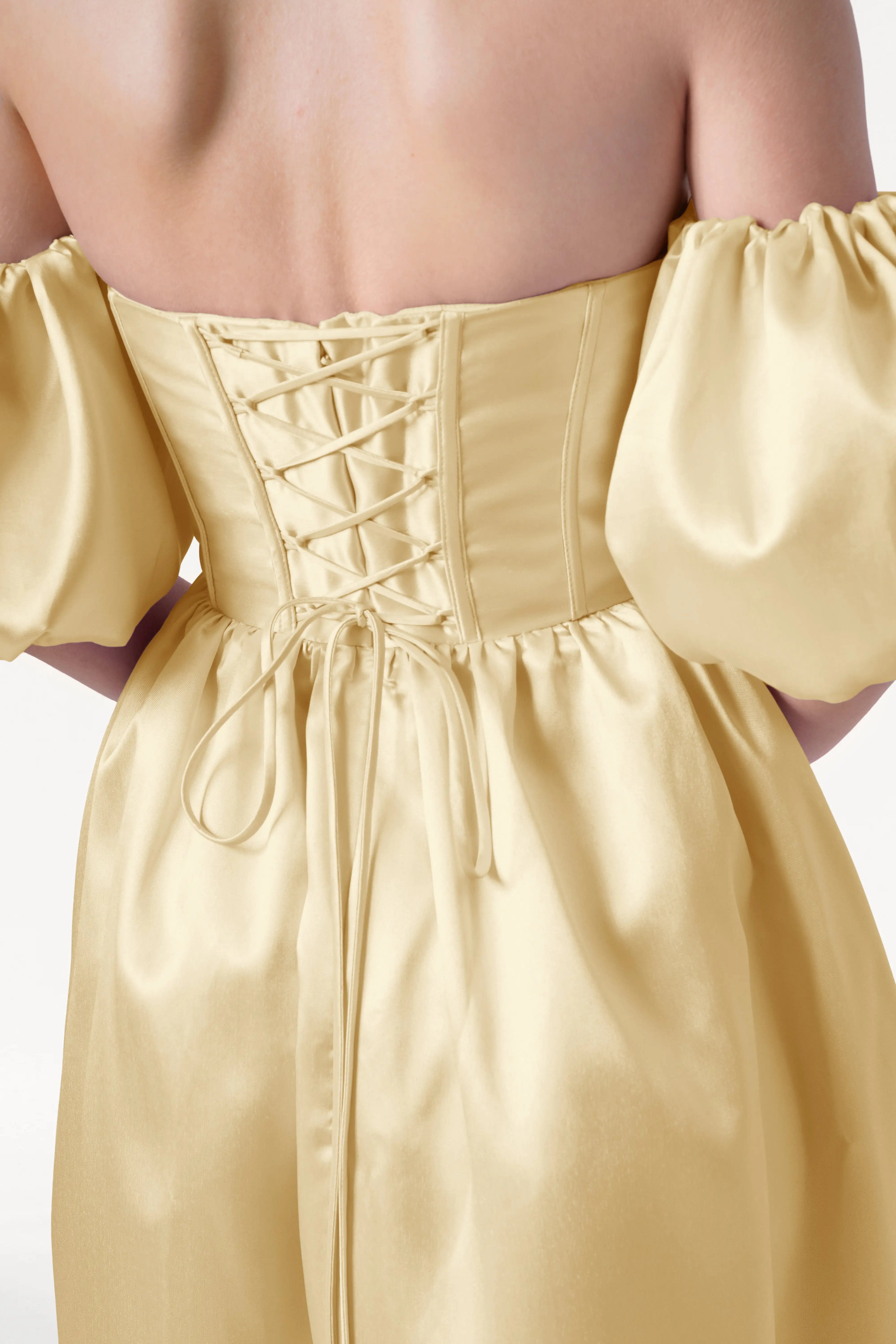 Blair Bridesmaid Dress in Butter Yellow Satin Twill