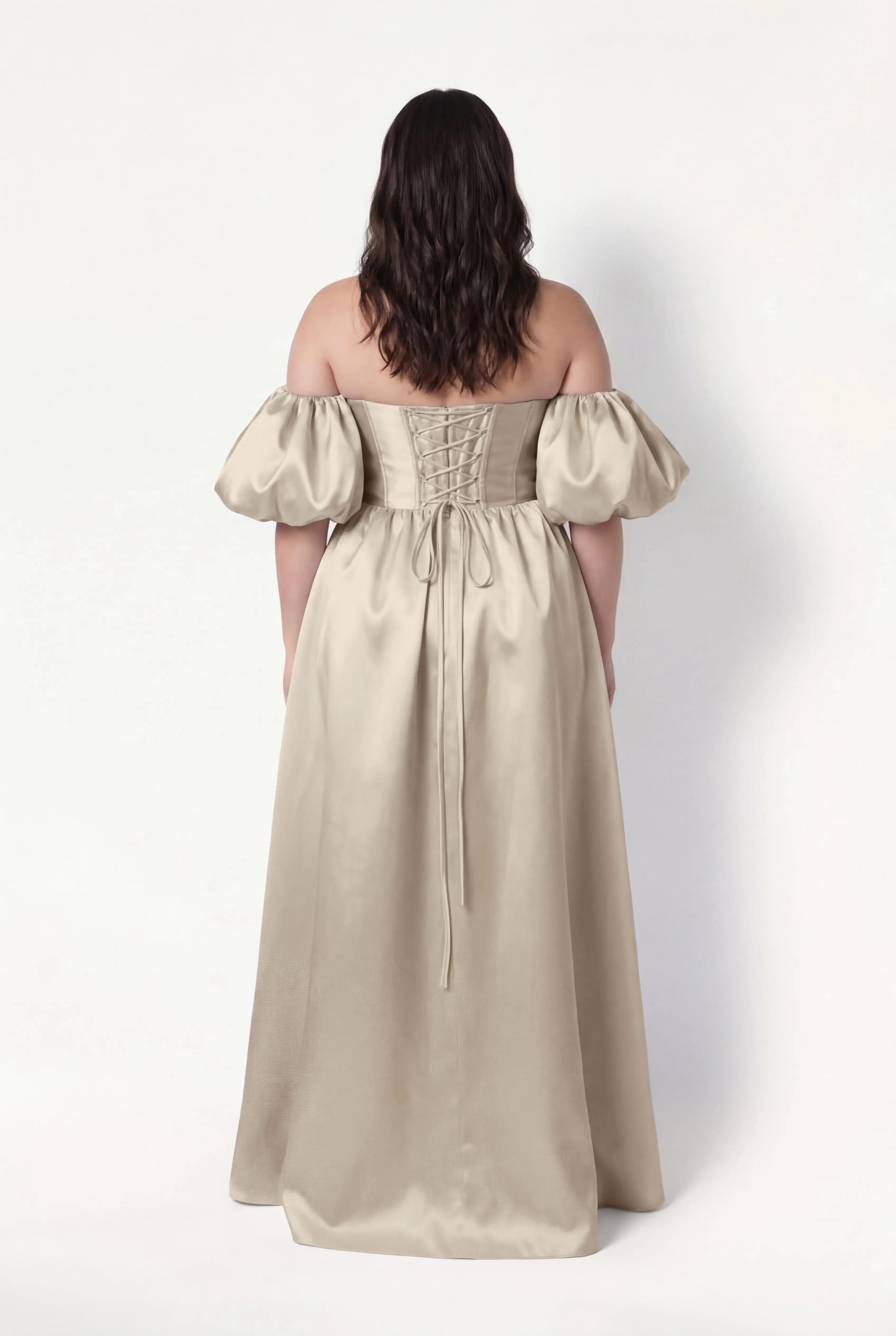 Blair Bridesmaid Dress in Champagne Sky Satin Twill