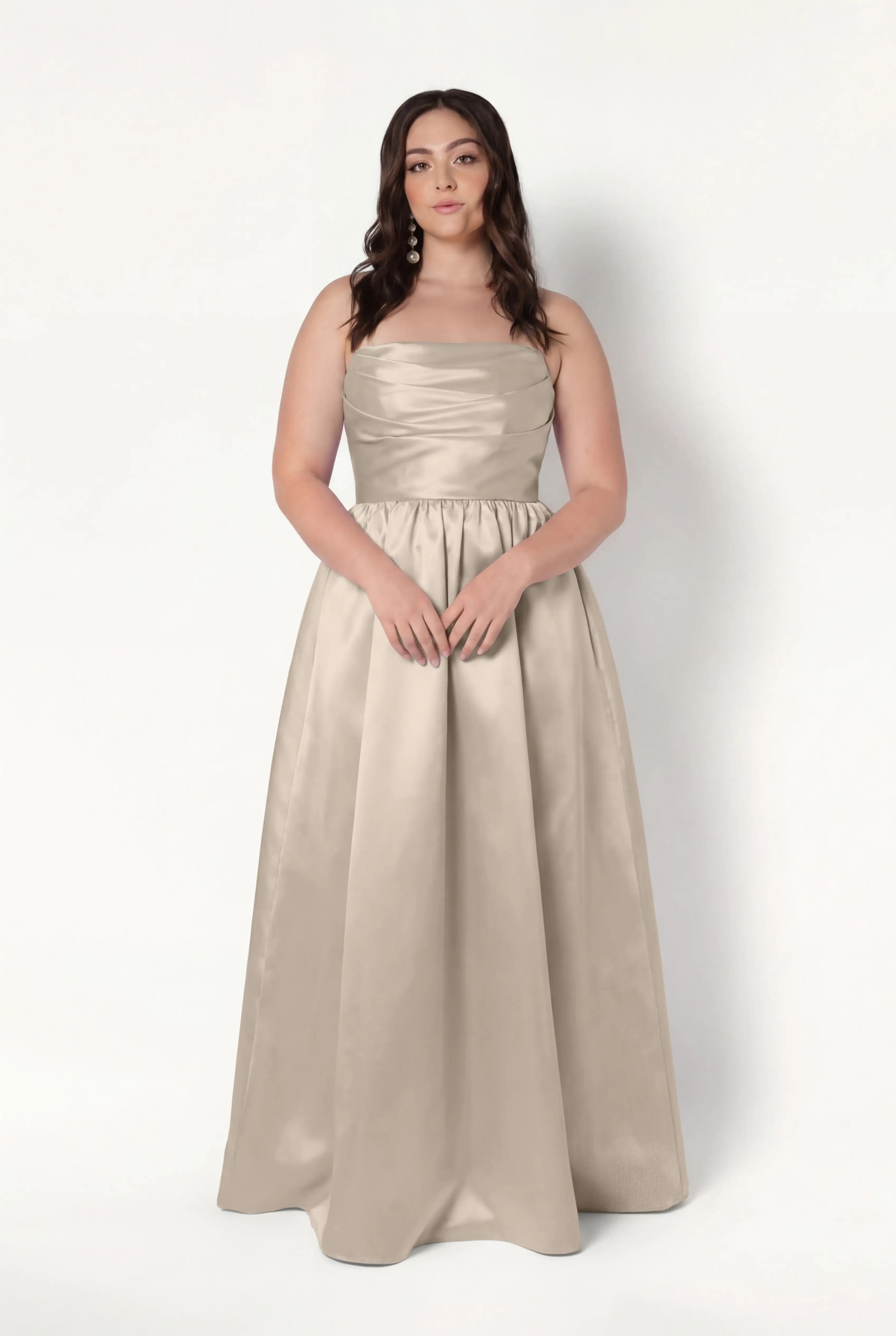 Blair Bridesmaid Dress in Champagne Sky Satin Twill