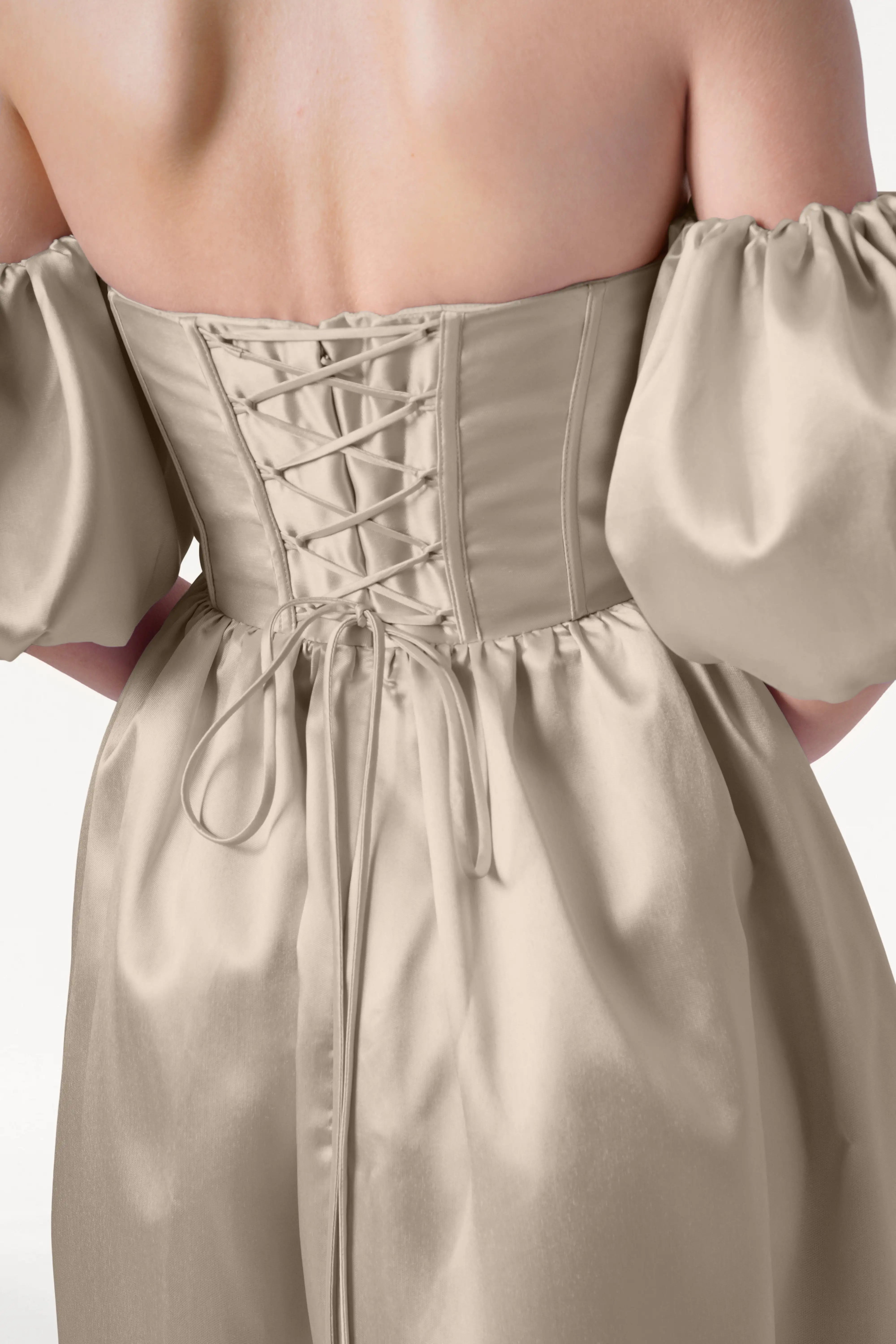 Blair Bridesmaid Dress in Champagne Sky Satin Twill