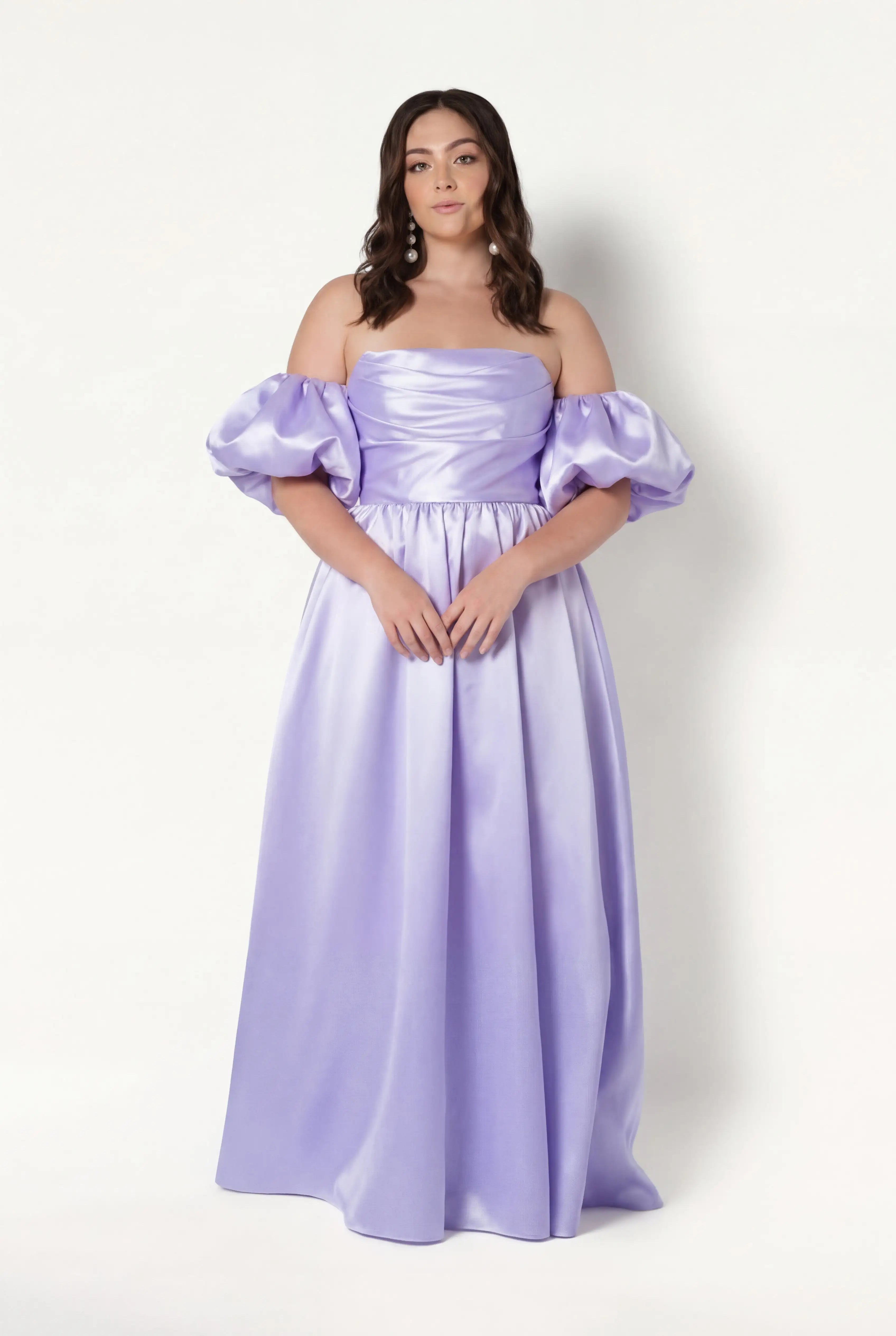 Blair Bridesmaid Dress in Lilac Mist Satin Twill