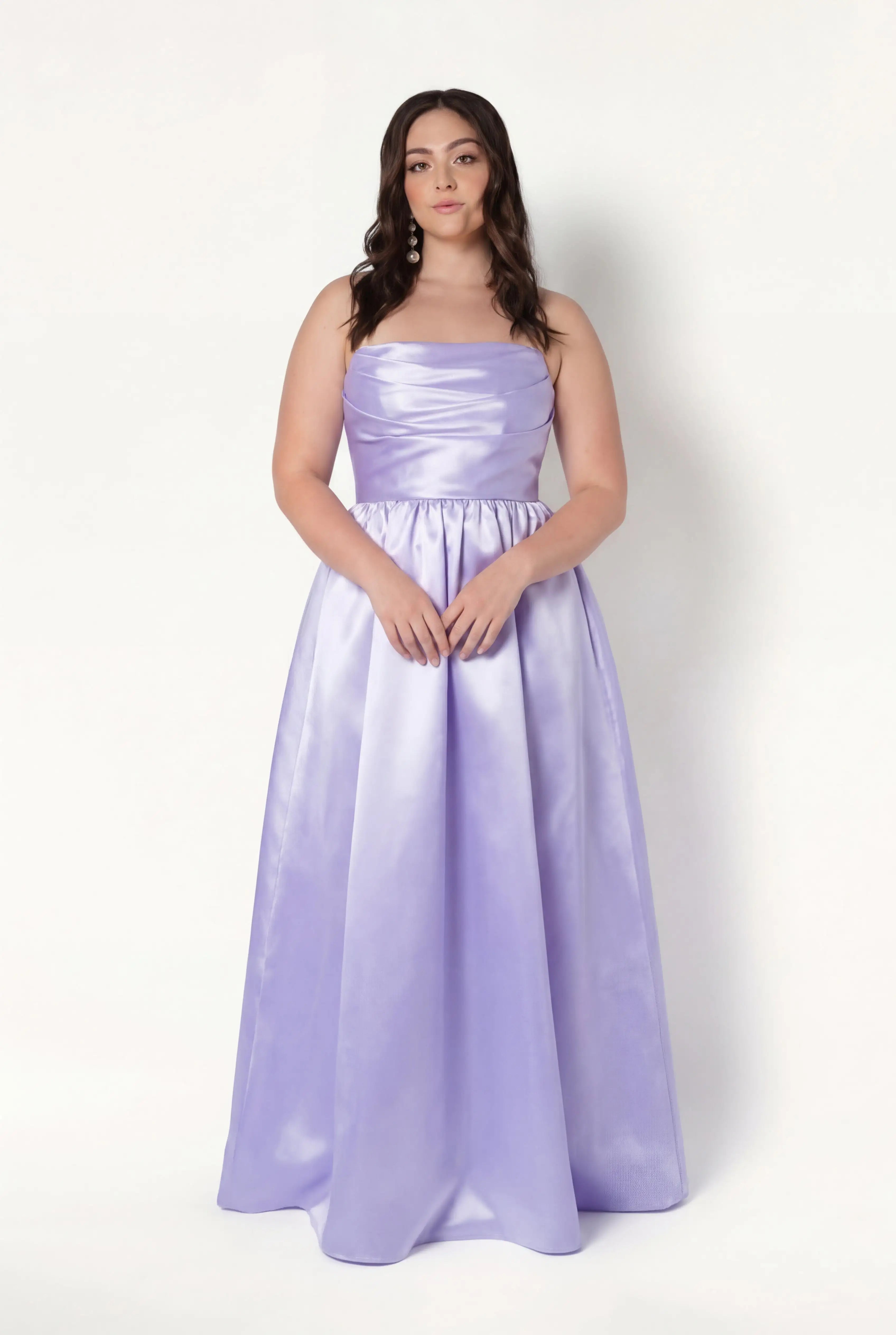 Blair Bridesmaid Dress in Lilac Mist Satin Twill