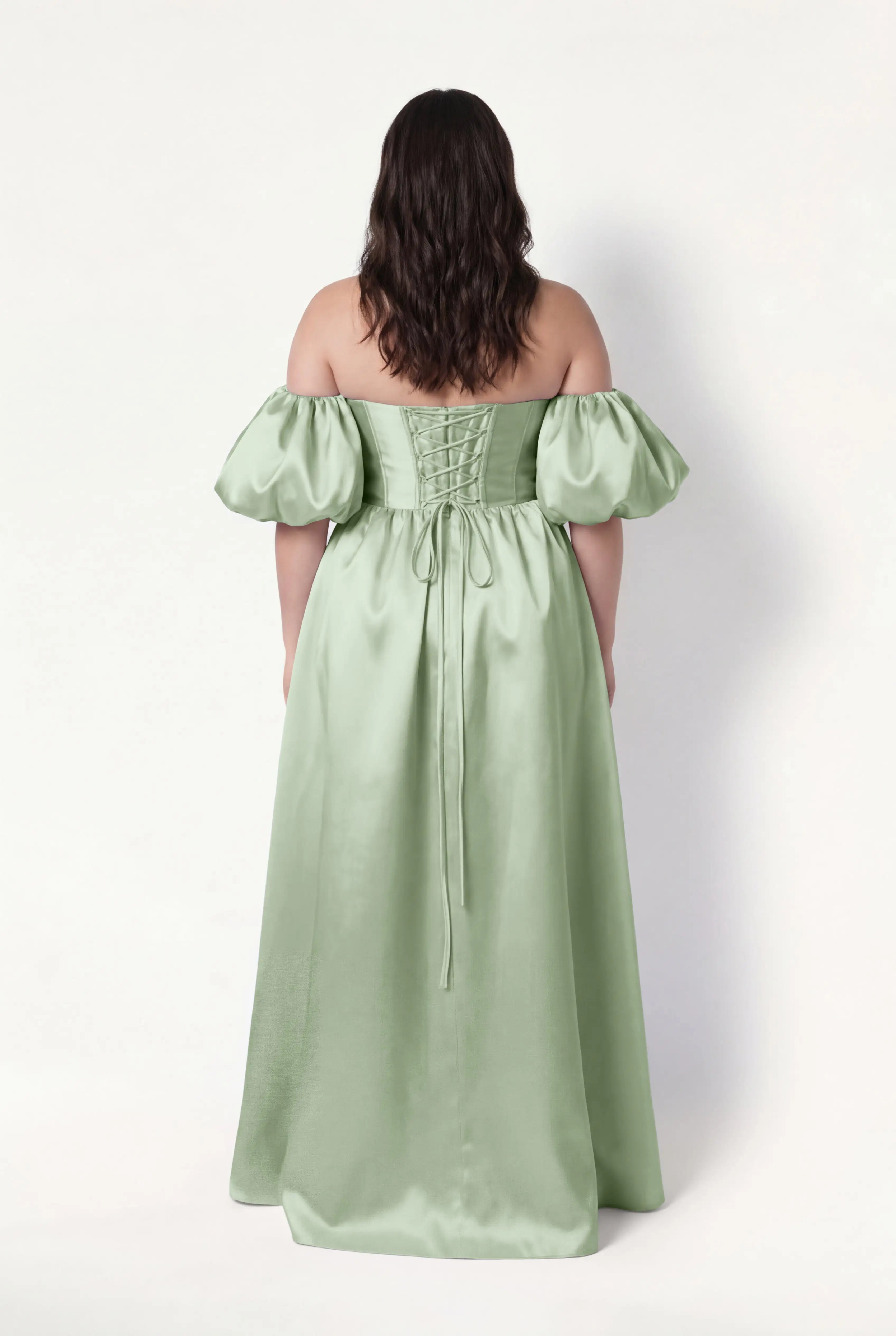 Blair Bridesmaid Dress in Sage Green Satin Twill