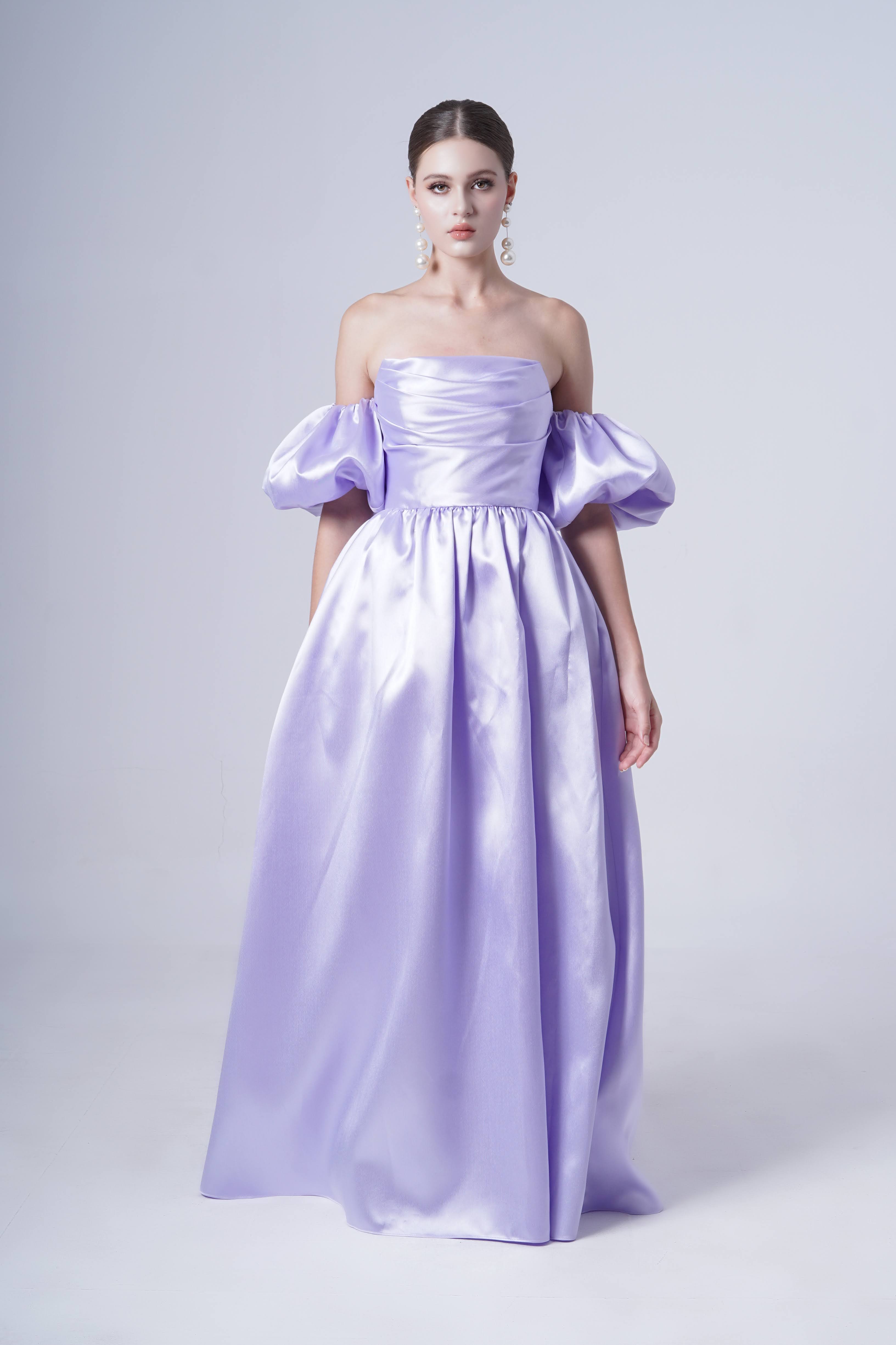 Blair Bridesmaid Dress in Lilac Mist Satin Twill