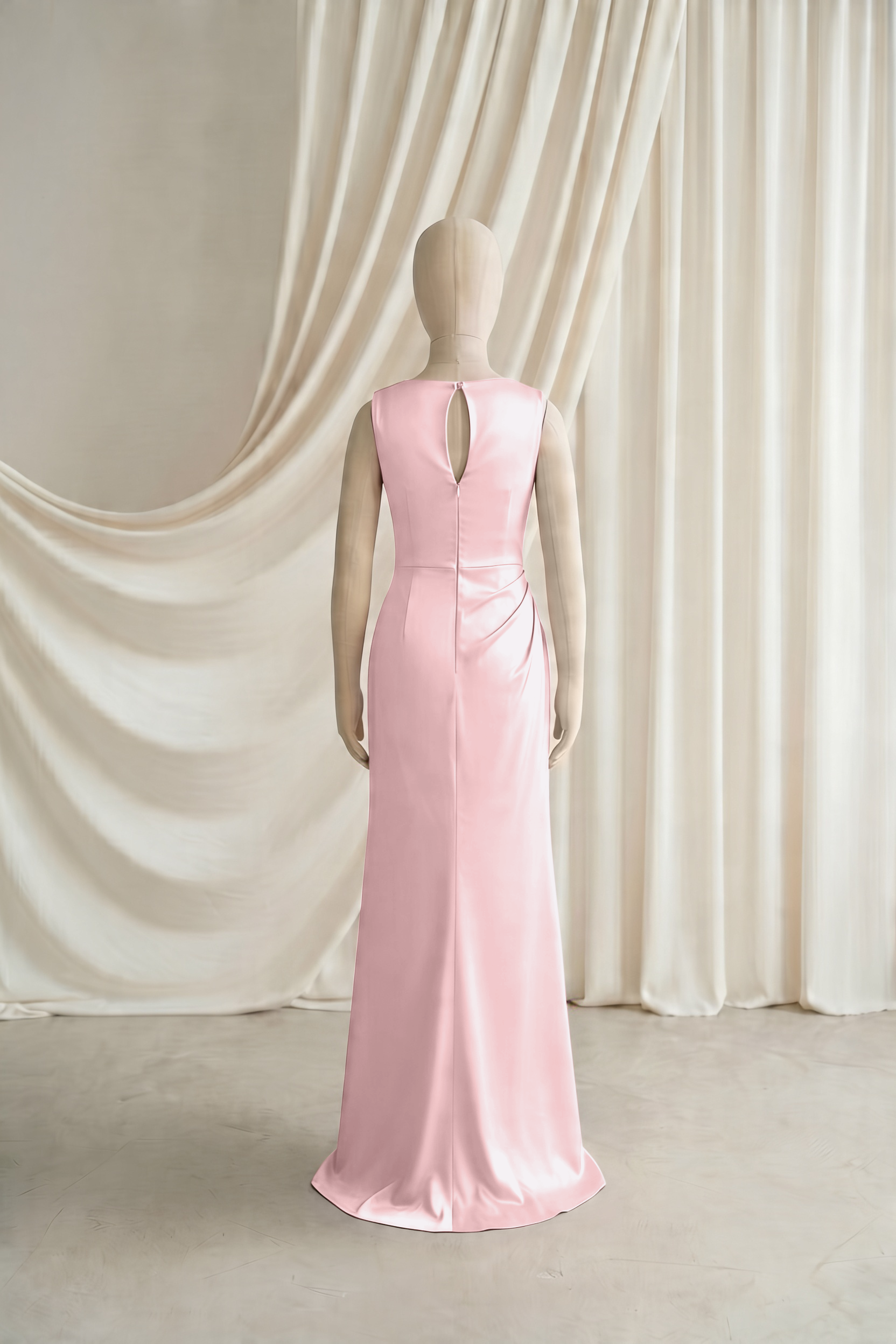 Nala Junior Bridesmaid Dress in Smoked Blush Satin