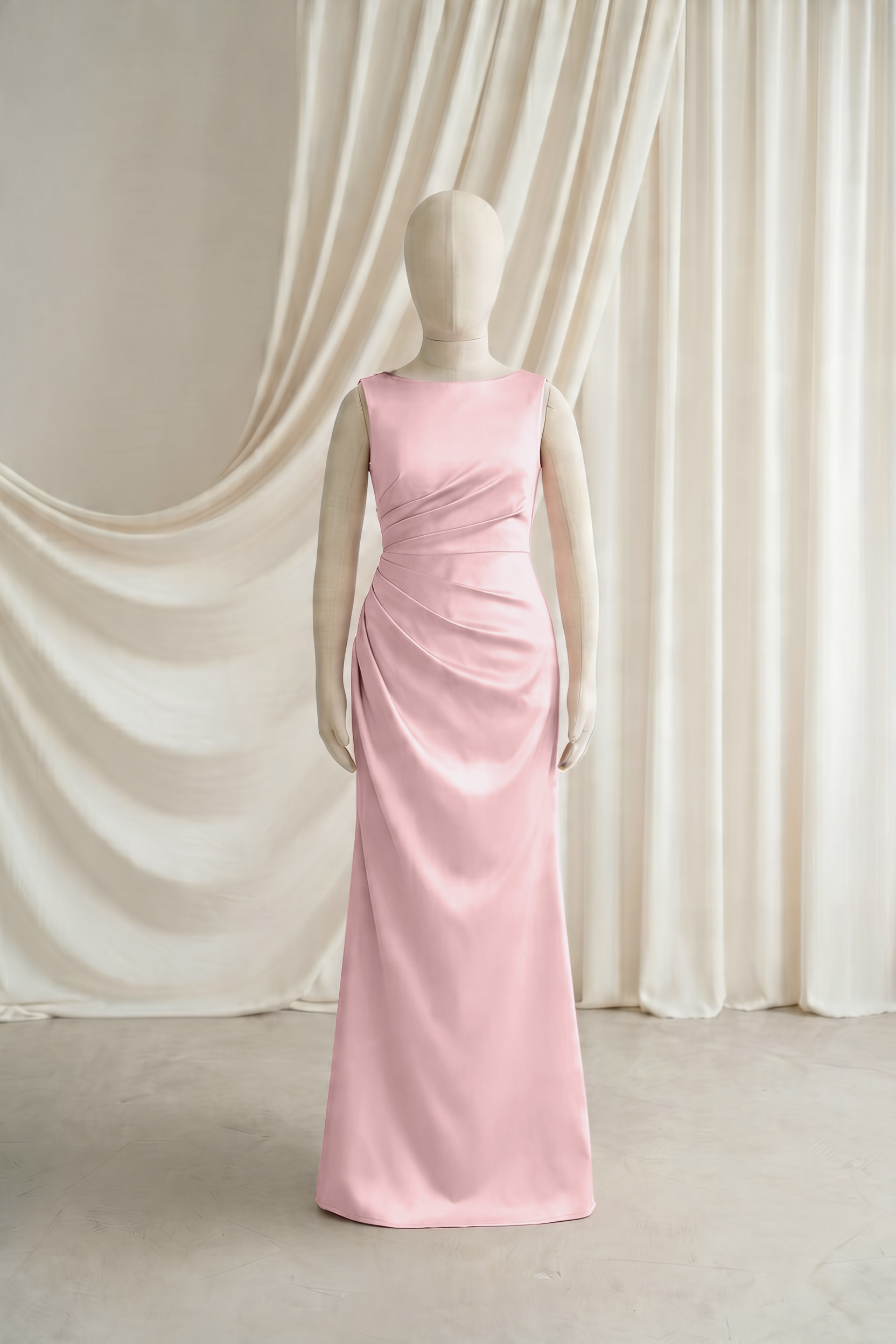 Nala Junior Bridesmaid Dress in Smoked Blush Satin