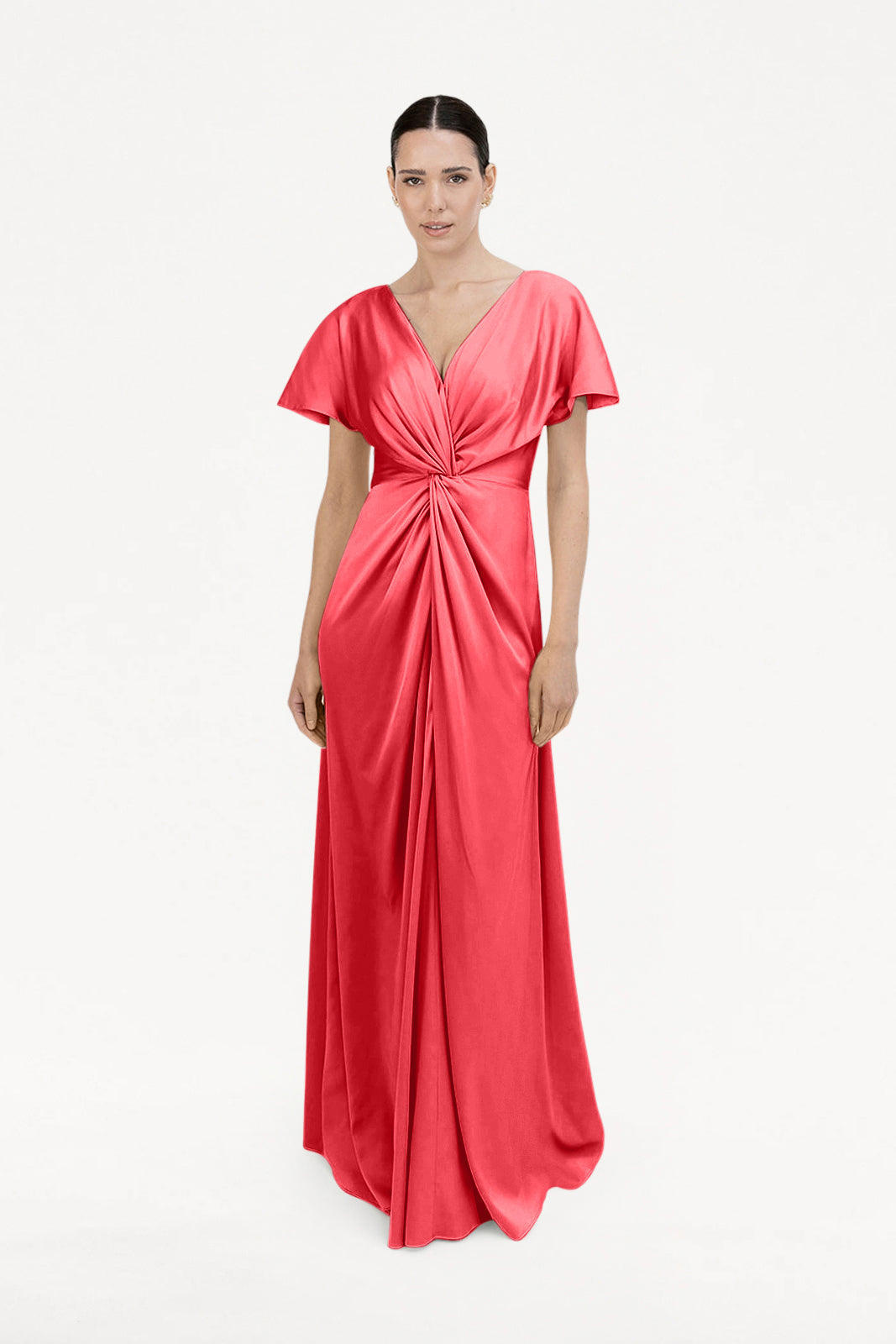 Camilla Bridesmaid Dress in Ruby Satin