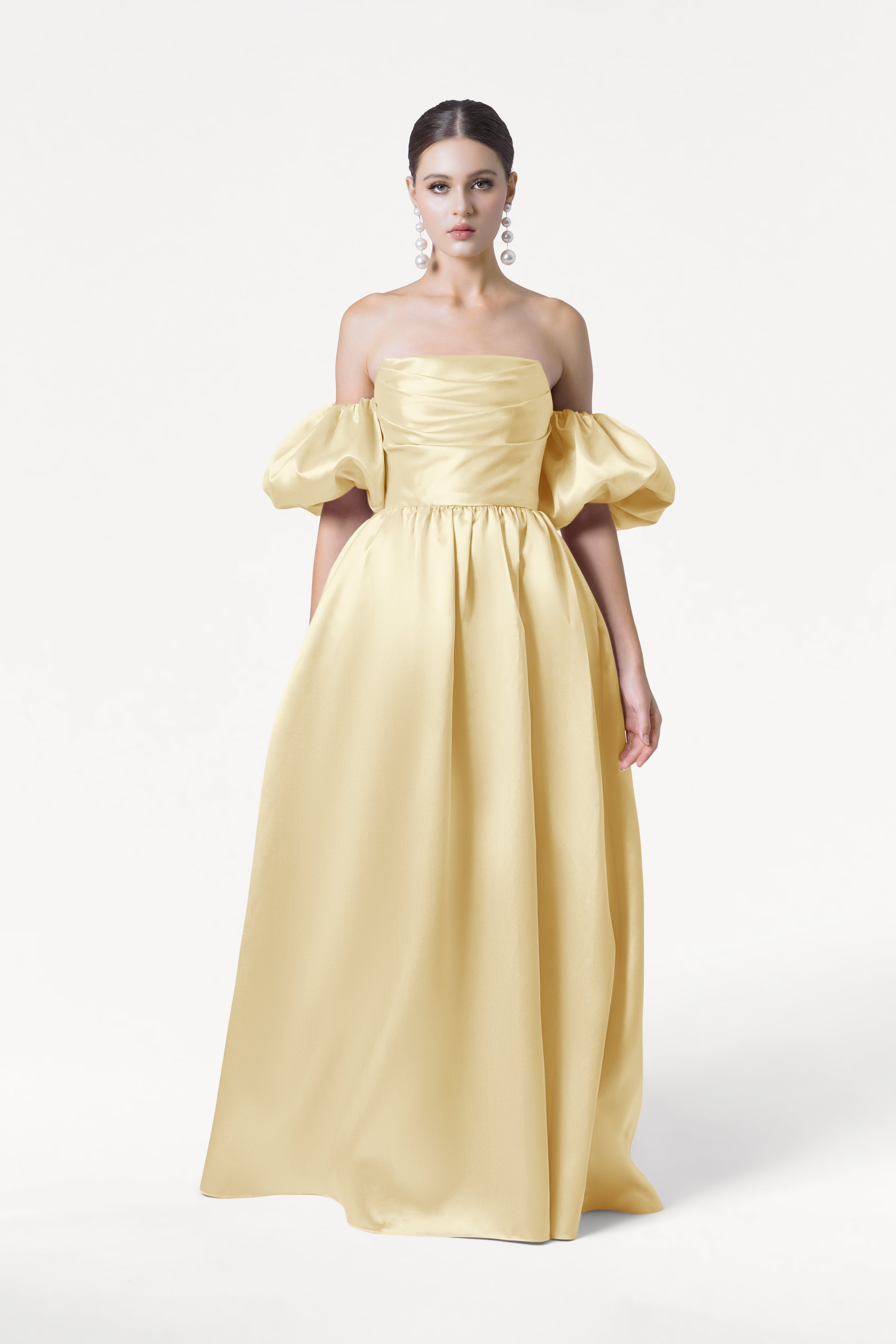 Blair Bridesmaid Dress in Butter Yellow Satin Twill