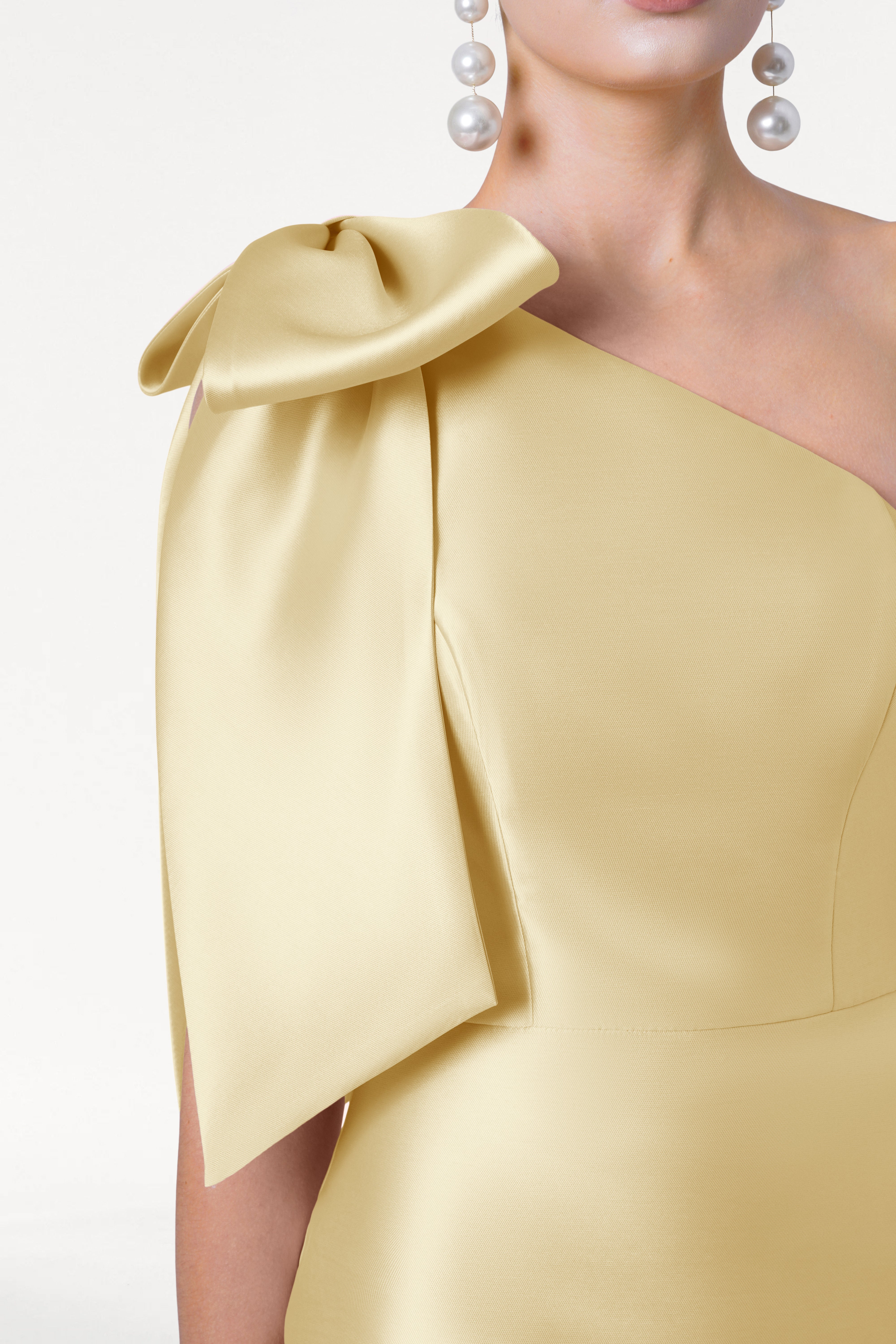 Ritz Bridesmaid Dress in Butter Yellow Satin Twill