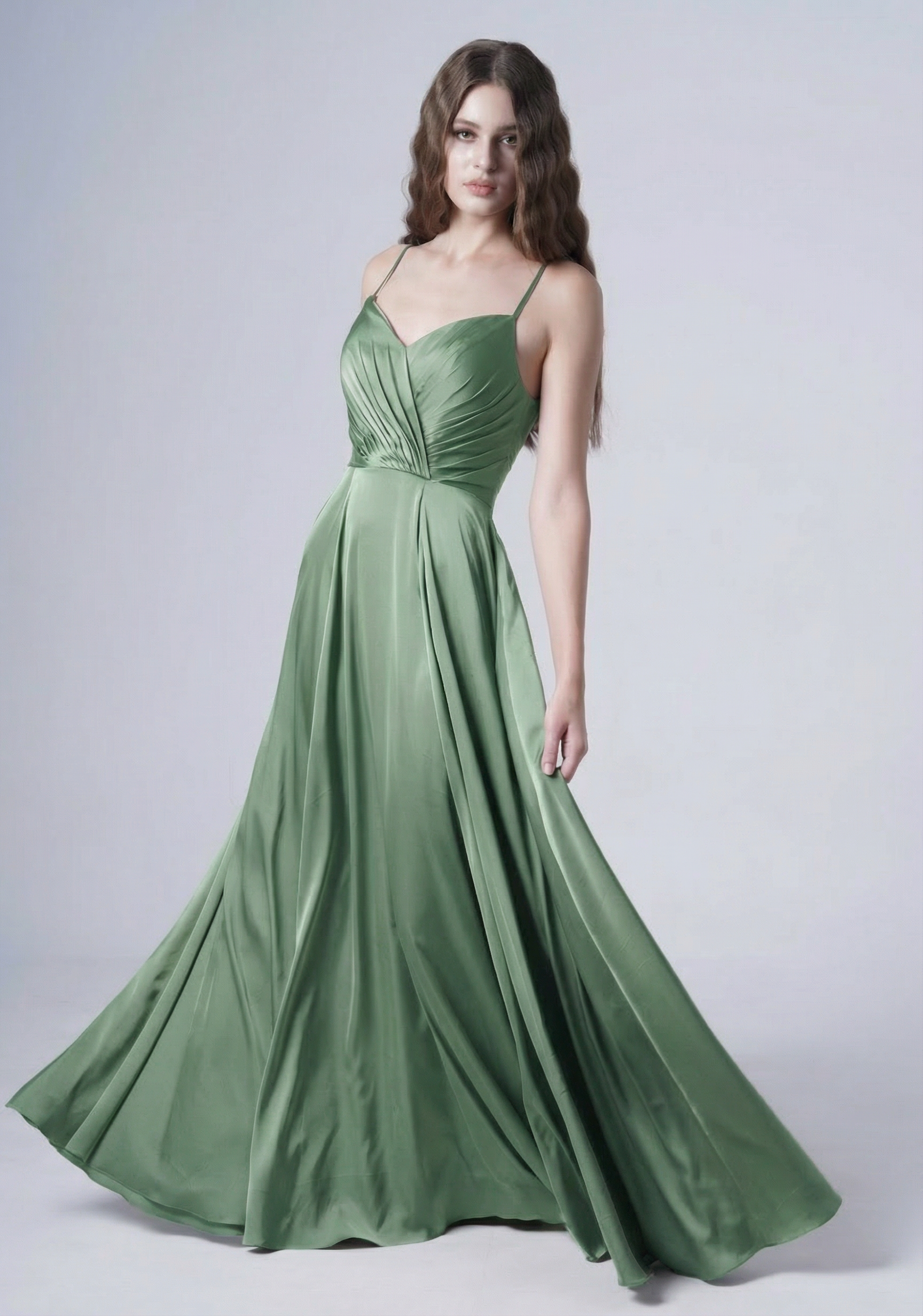 Isla Bridesmaid Dress in Sage Green Satin
