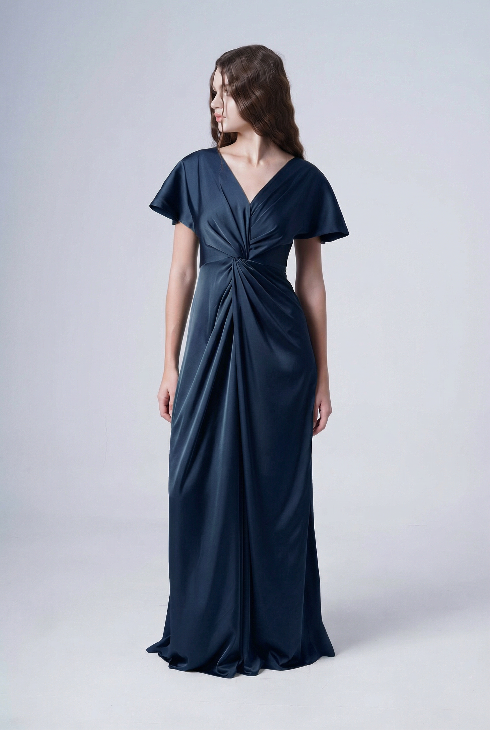 Camilla Bridesmaid Dress in Navy Satin