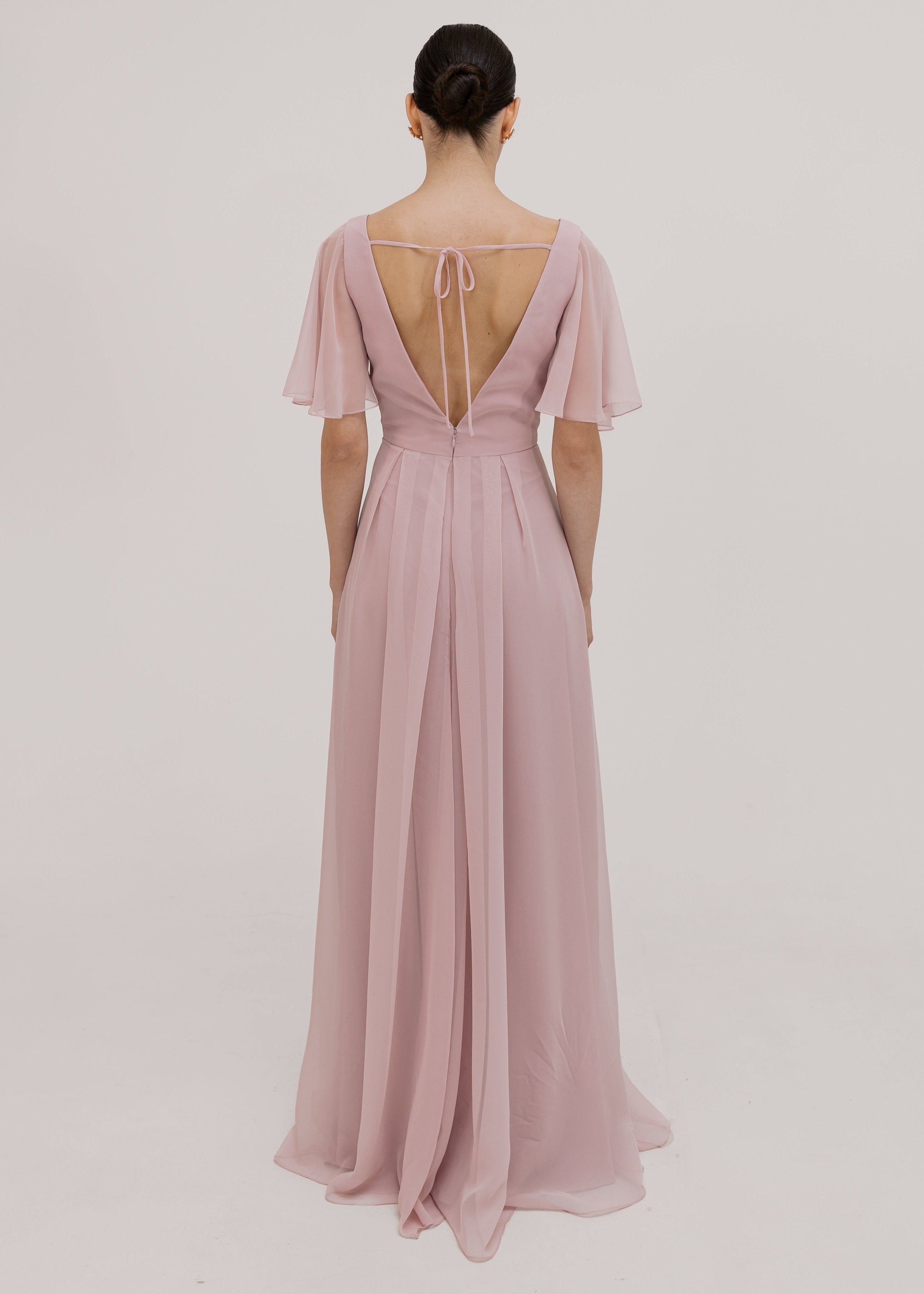 Phoebe Bridesmaid Dress In Smoked Blush Chiffon
