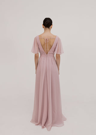 Phoebe Bridesmaid Dress In Smoked Blush Chiffon