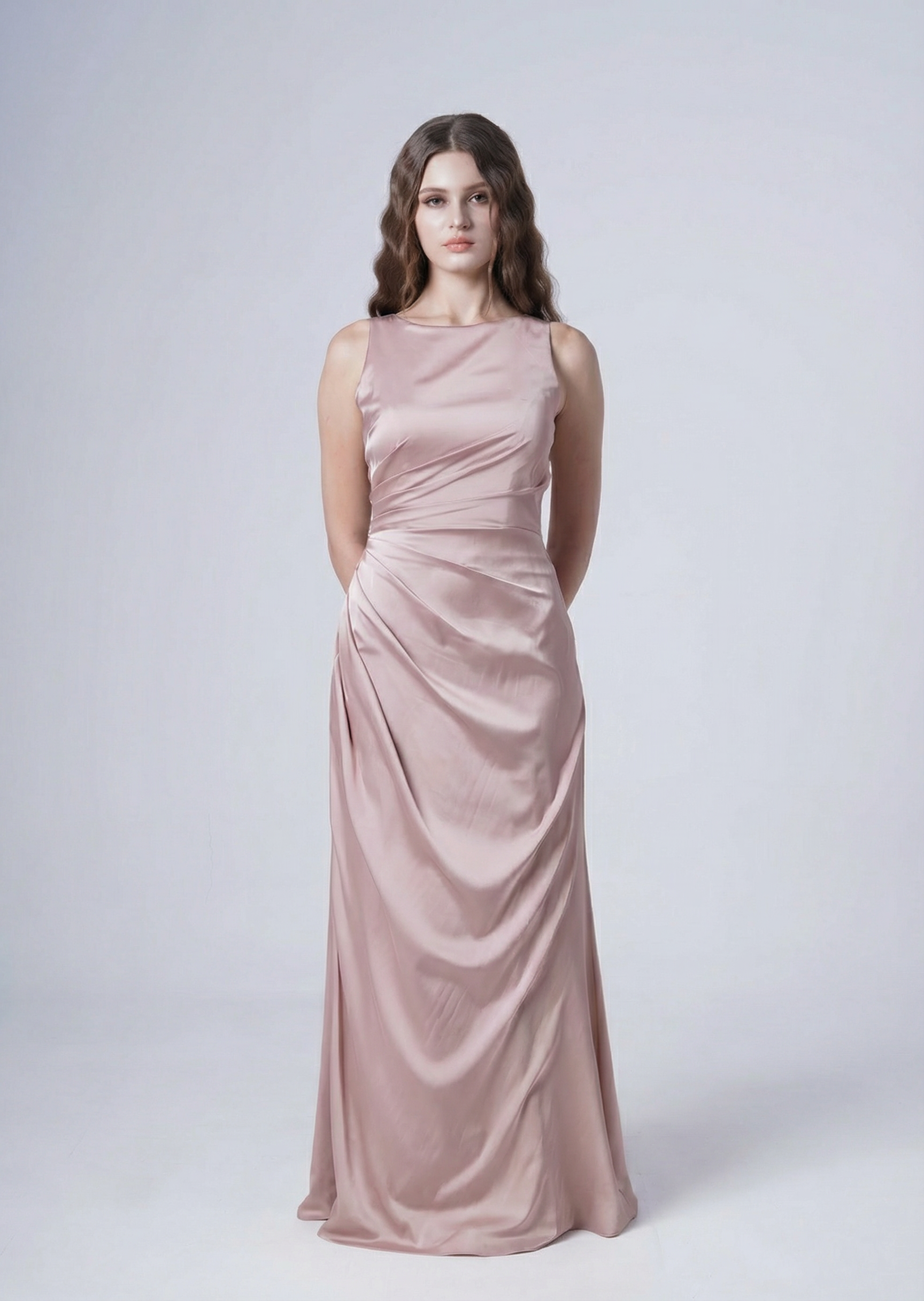 Nala Bridesmaid Dress in Smoked Blush Satin