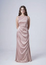 Nala Bridesmaid Dress in Smoked Blush Satin