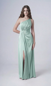 Greta Bridesmaid Dress in Dusty Eucalyptus Satin