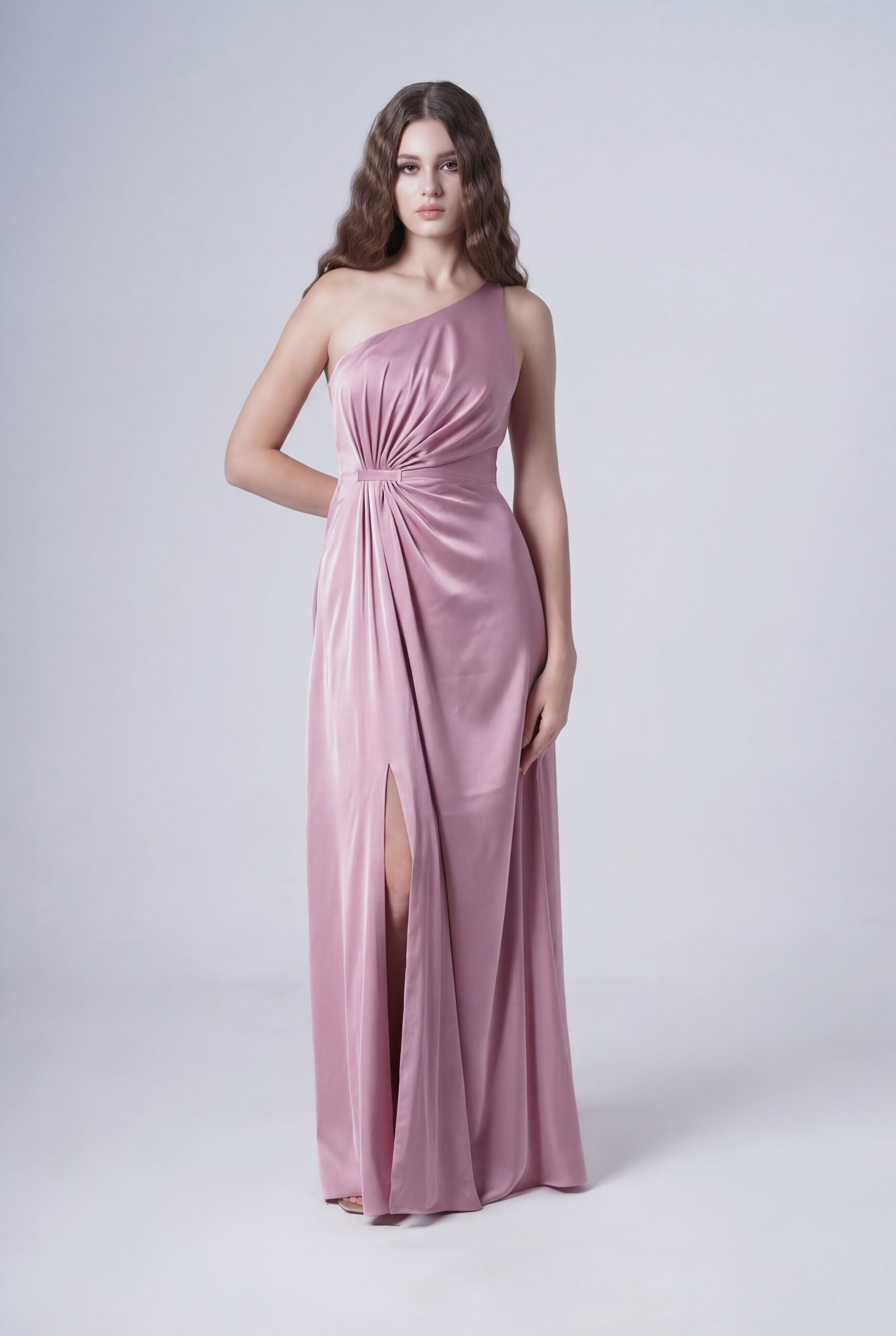 Greta Bridesmaid Dress in Rose Pink Satin