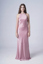Mira Bridesmaid Dress in Rose Pink Satin