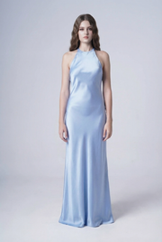 Mira Bridesmaid Dress in Dusty Blue Satin