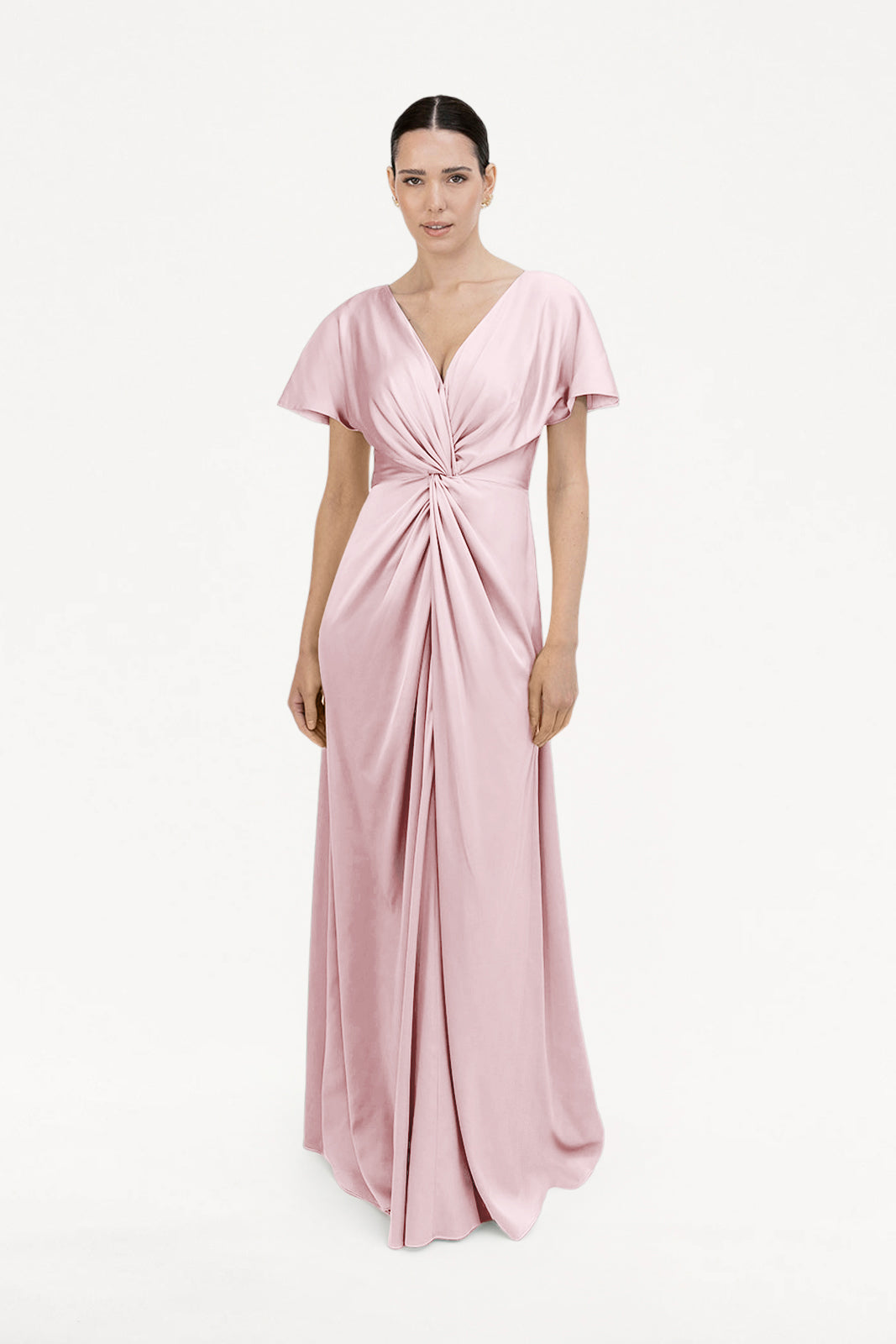 Camilla Bridesmaid Dress in Blush Pink Satin