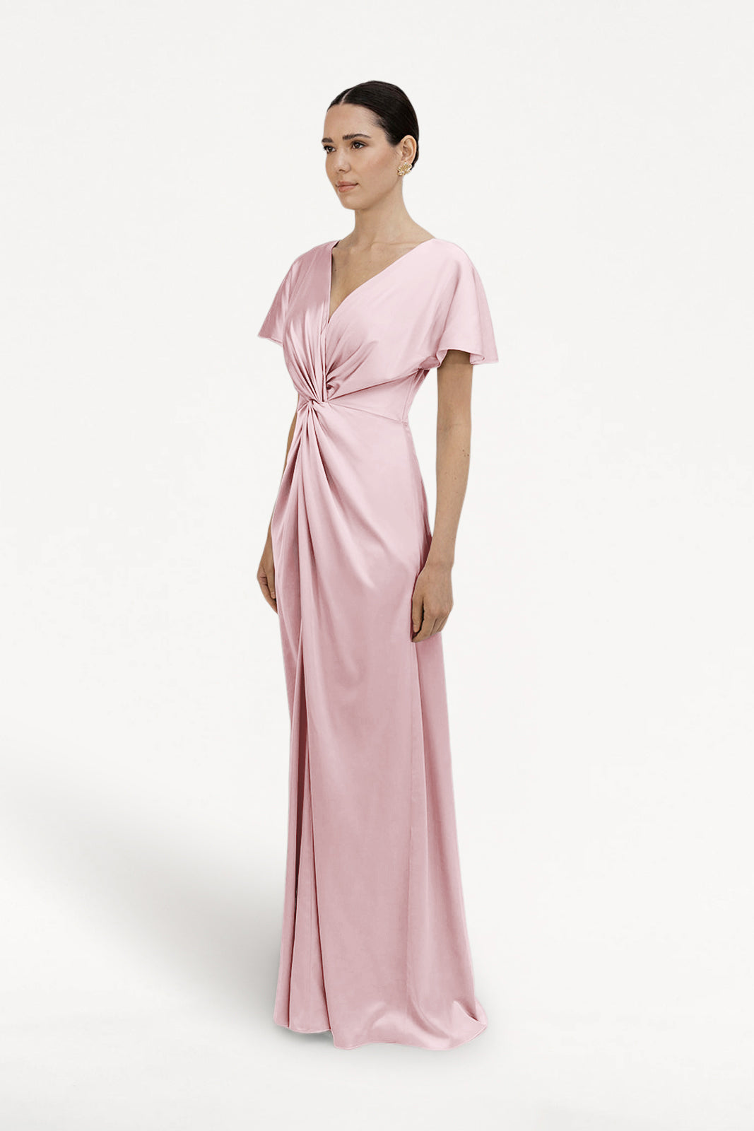 Camilla Bridesmaid Dress in Blush Pink Satin