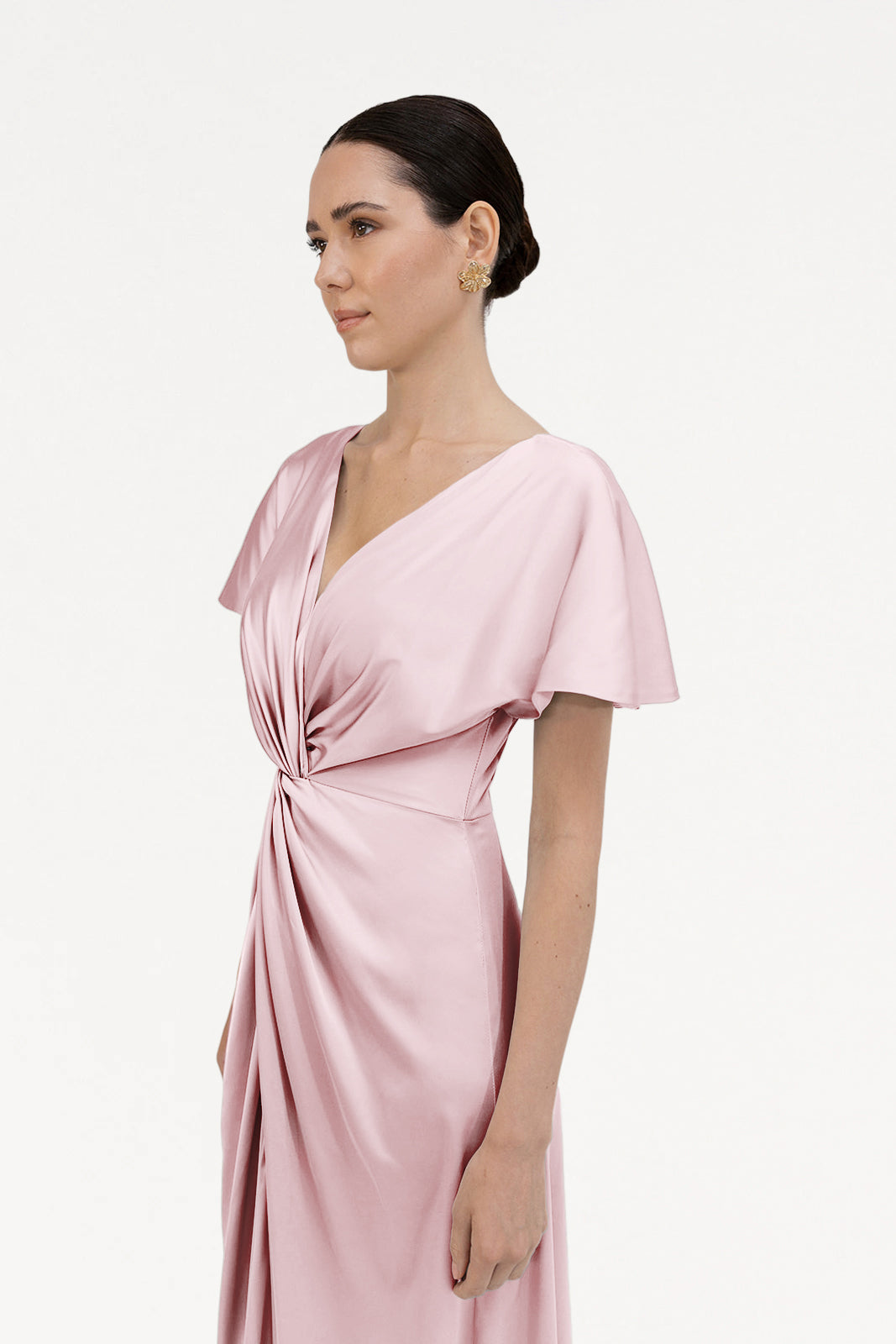 Camilla Bridesmaid Dress in Blush Pink Satin