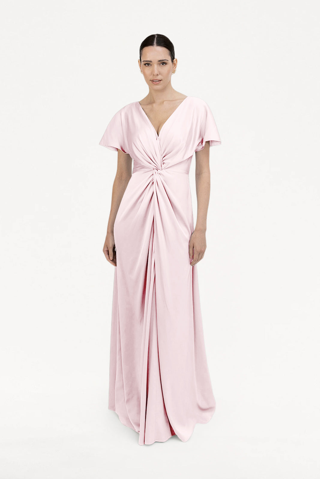 Camilla Bridesmaid Dress in Blush Pink Satin