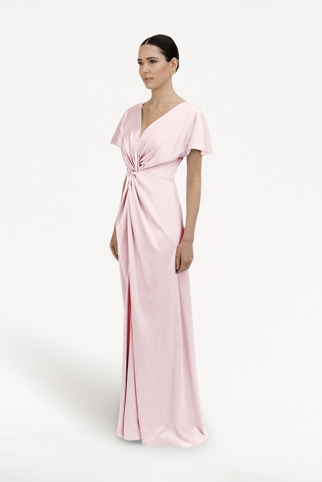 Camilla Bridesmaid Dress in Blush Pink Satin