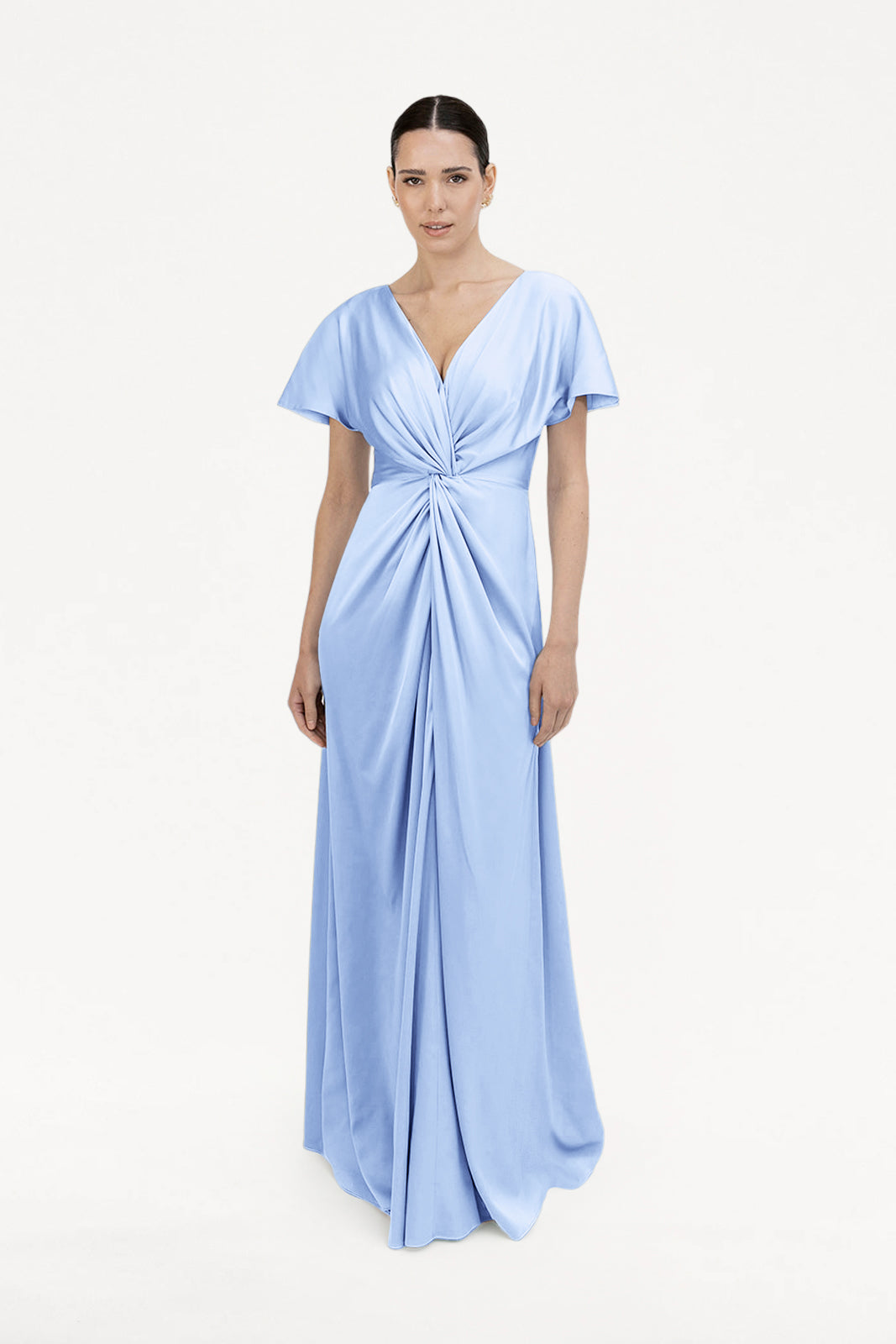 Camilla Bridesmaid Dress in Dusty Blue Satin